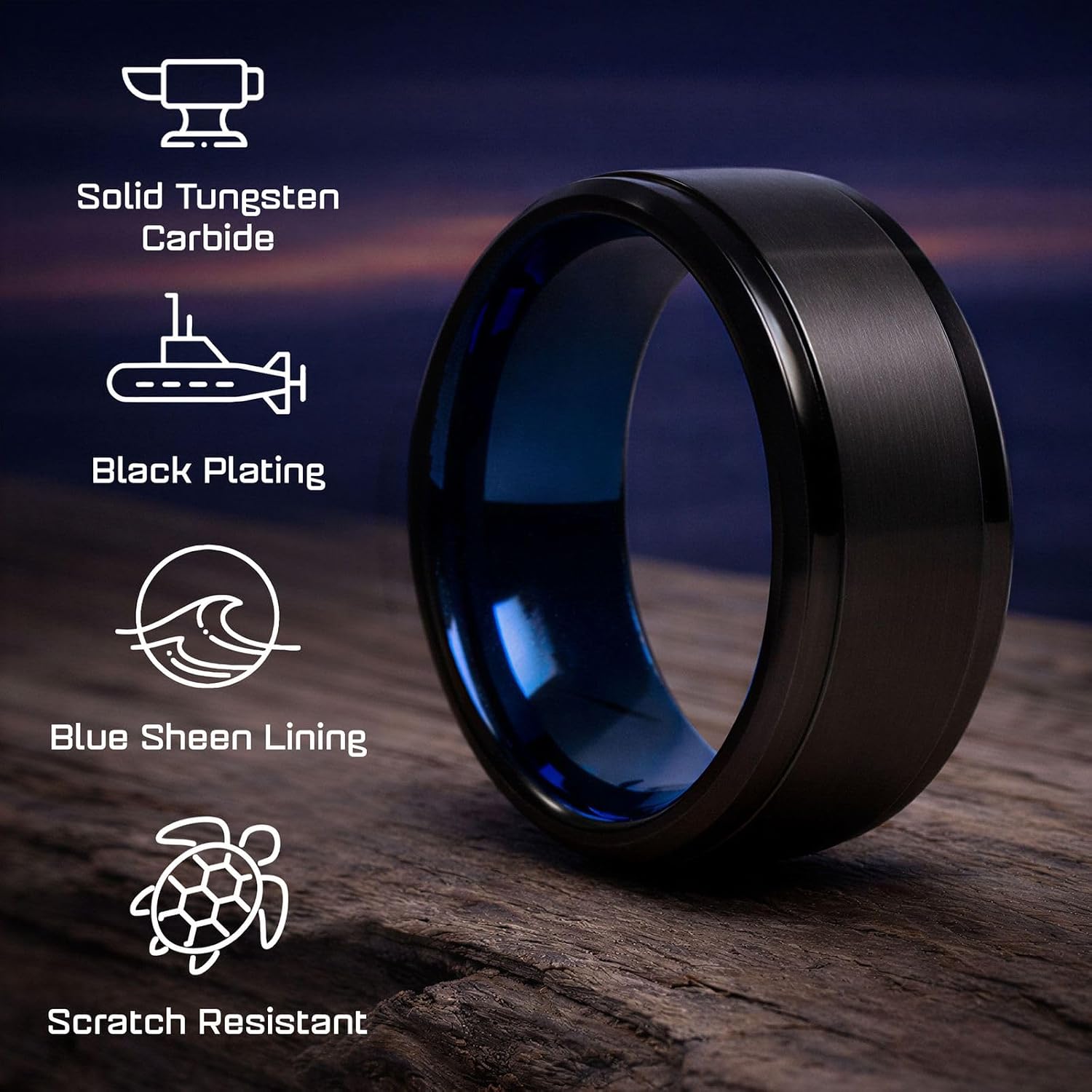 Tungsten Rings for Men Men's Wedding Band, Scratch-Resistant Comfort Fit