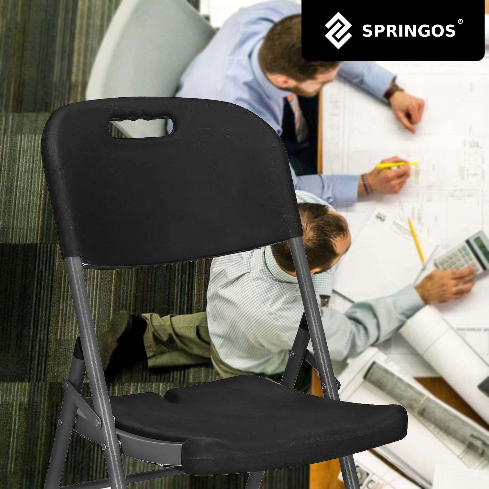SPRINGOS Lot de 6 chaises pliantes en plastique pour banquet