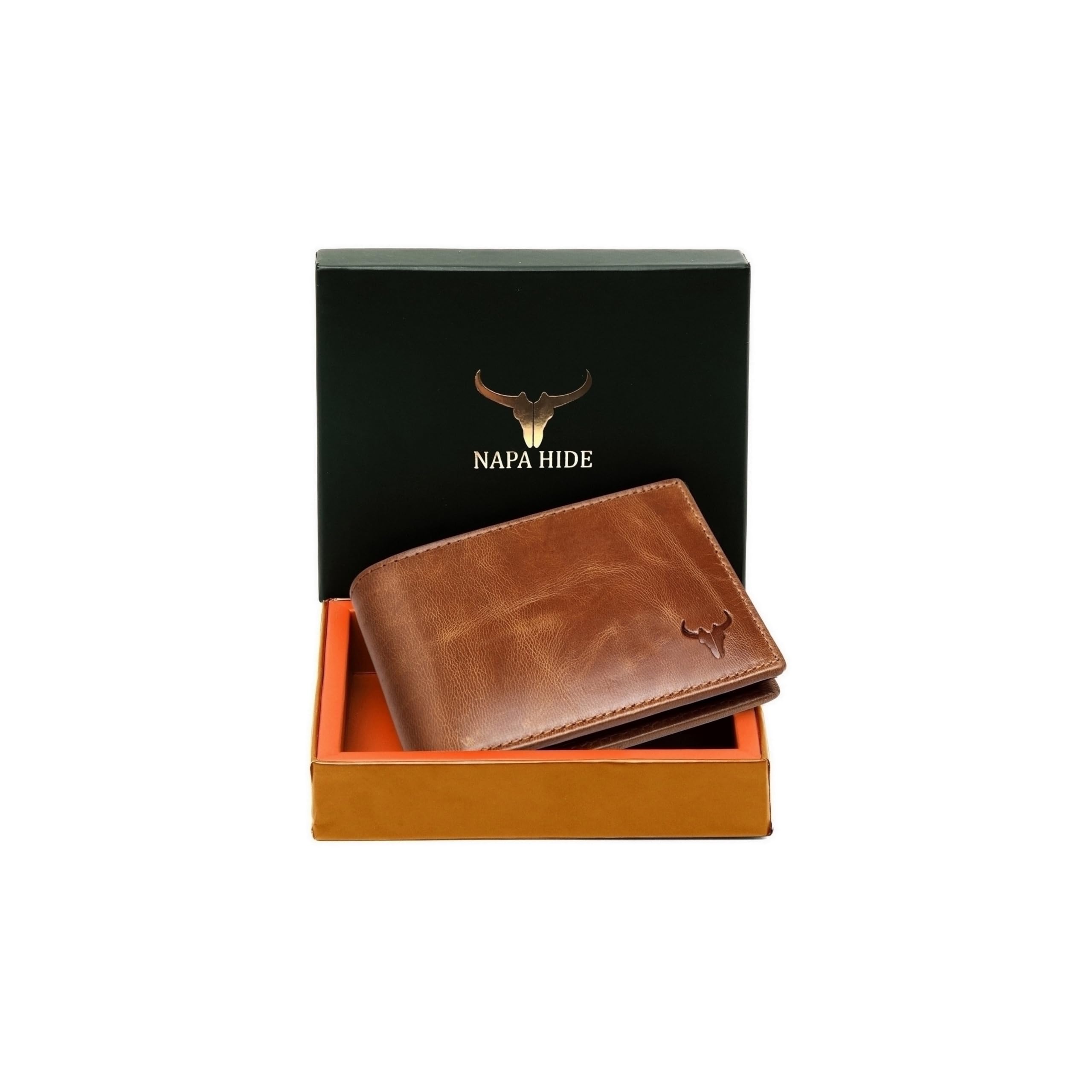 NAPA HIDE Leather Wallet for Men I Handcrafted I Multiple Credit/Debit Card Slots I 2 Currency Compartments I 2 Secret Compartments