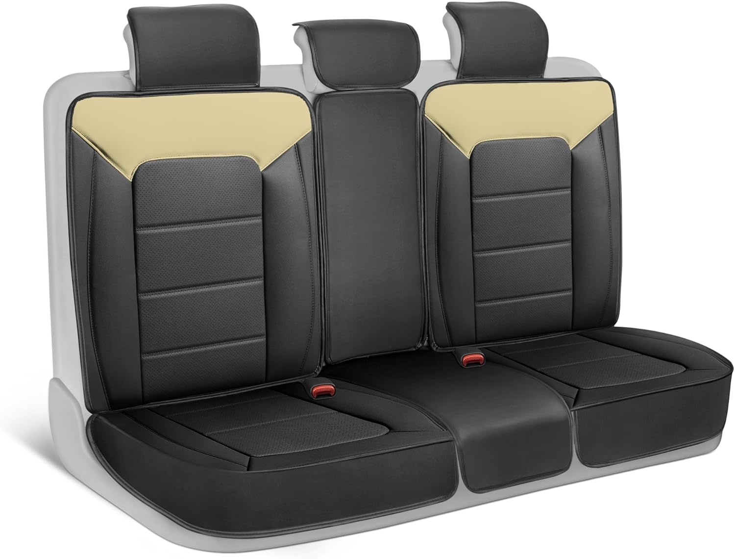 Classic Edition Bench Seat Cover, Premium Faux Leather Back Seat Covers for Cars Trucks Vans SUV, Rear Car Seat Covers Back Seats Only, Automotive Interior Cover - Beige