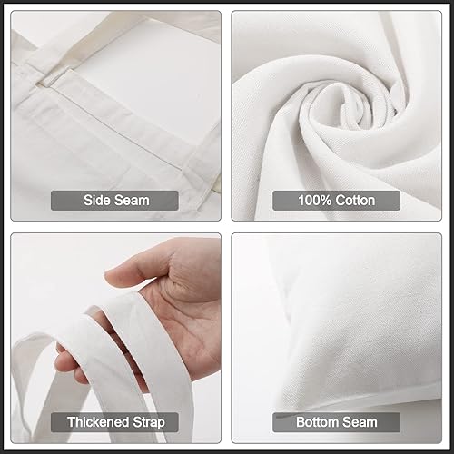 Miniatura 3 de Roowest Paquete de 60 bolsas de lona a granel de 16 x 15 pulgadas, ligeras, medianas, reutilizables, de tela para compras de comestibles, para