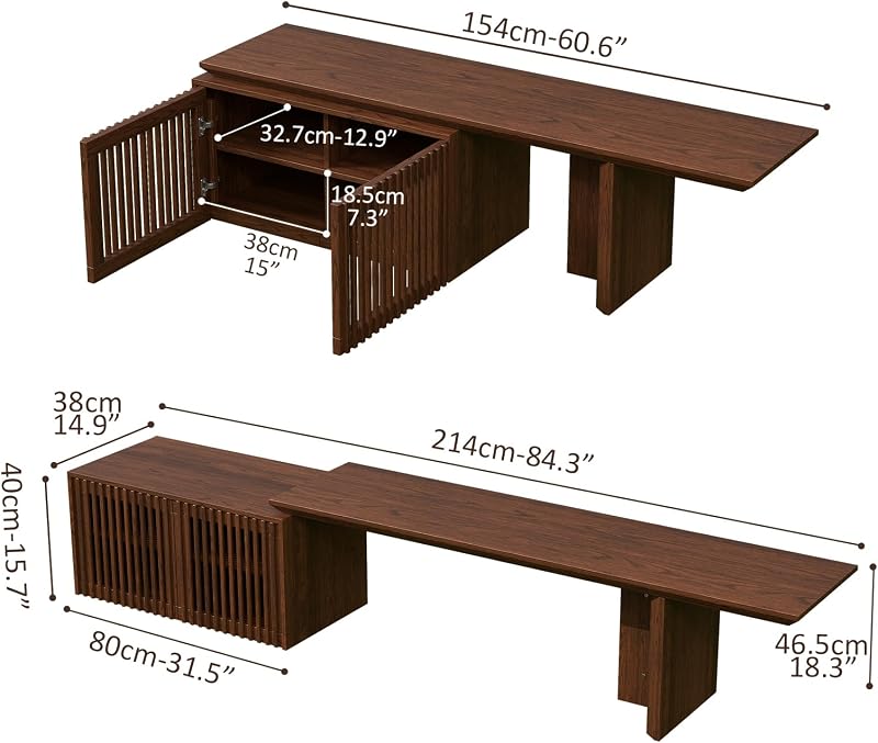 XEW Extendable TV Stand with Storage and Shelves for 55+ Inch TV image 2