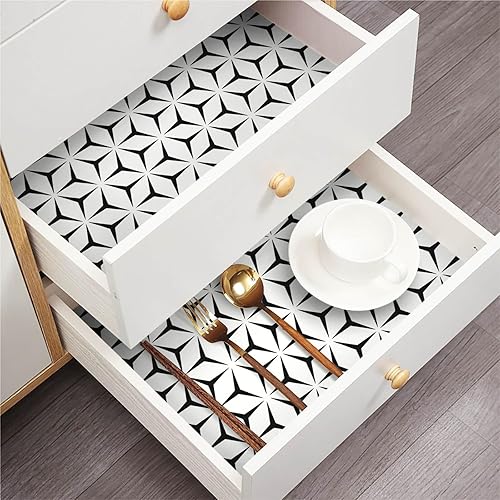 Miniatura 5 de Heroad Papel tapiz geométrico para despegar y pegar, papel de contacto blanco y negro, moderno, extraíble, papel de contacto bohemio para