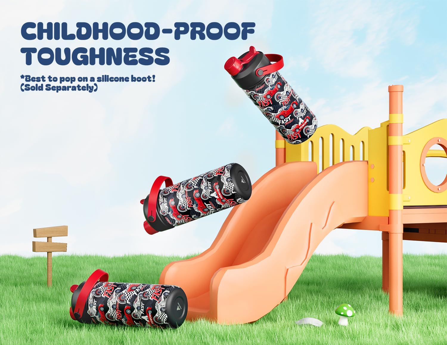 18 oz Stainless Steel Water Bottle for kids: Leakproof, BPA-Free, Easy Carry, Backpack Friendly, 24H Cold, Reusable Insulated Cup, Durable Straw Spout Lid for Sports, Adventures, Camping (Turbo Racer) - Image 7