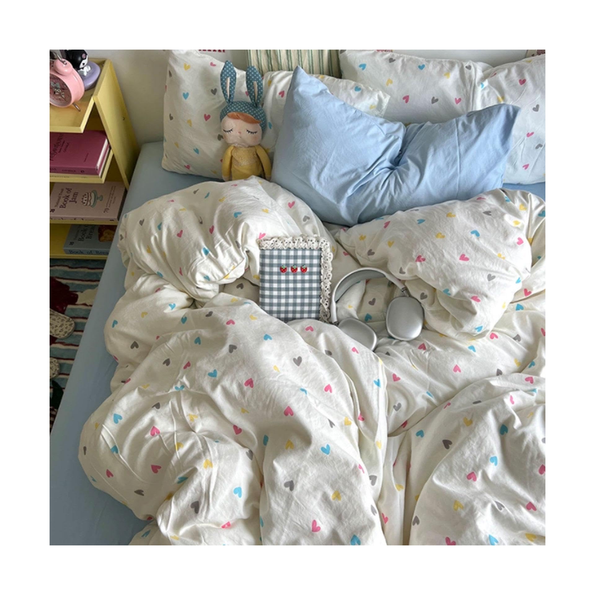 Ensemble de literie en coton doux lavable en machine pour dortoir