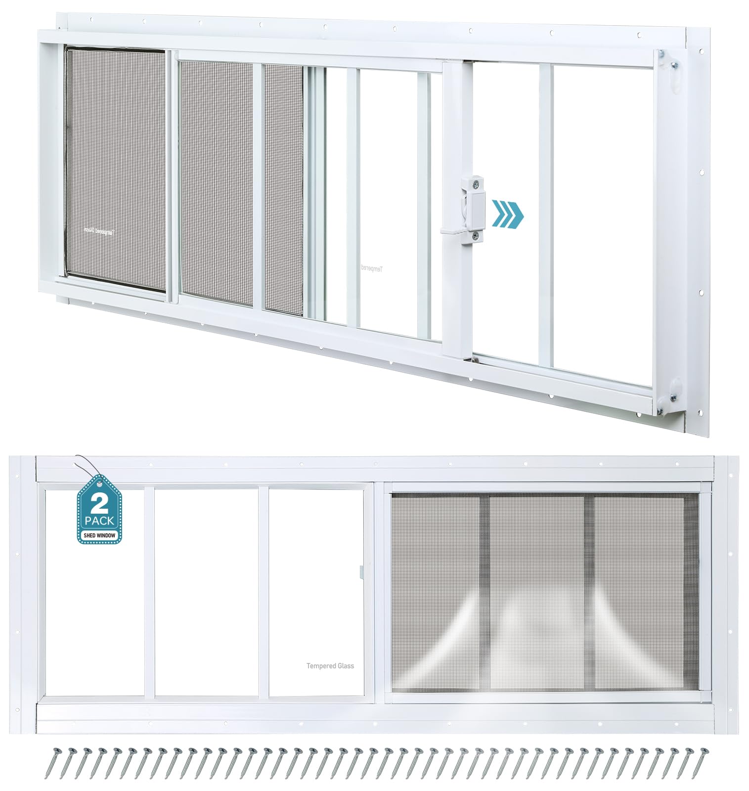 Ventana corrediza mejorada de 12x30 pulgadas para eliminar humedad en cobertizos