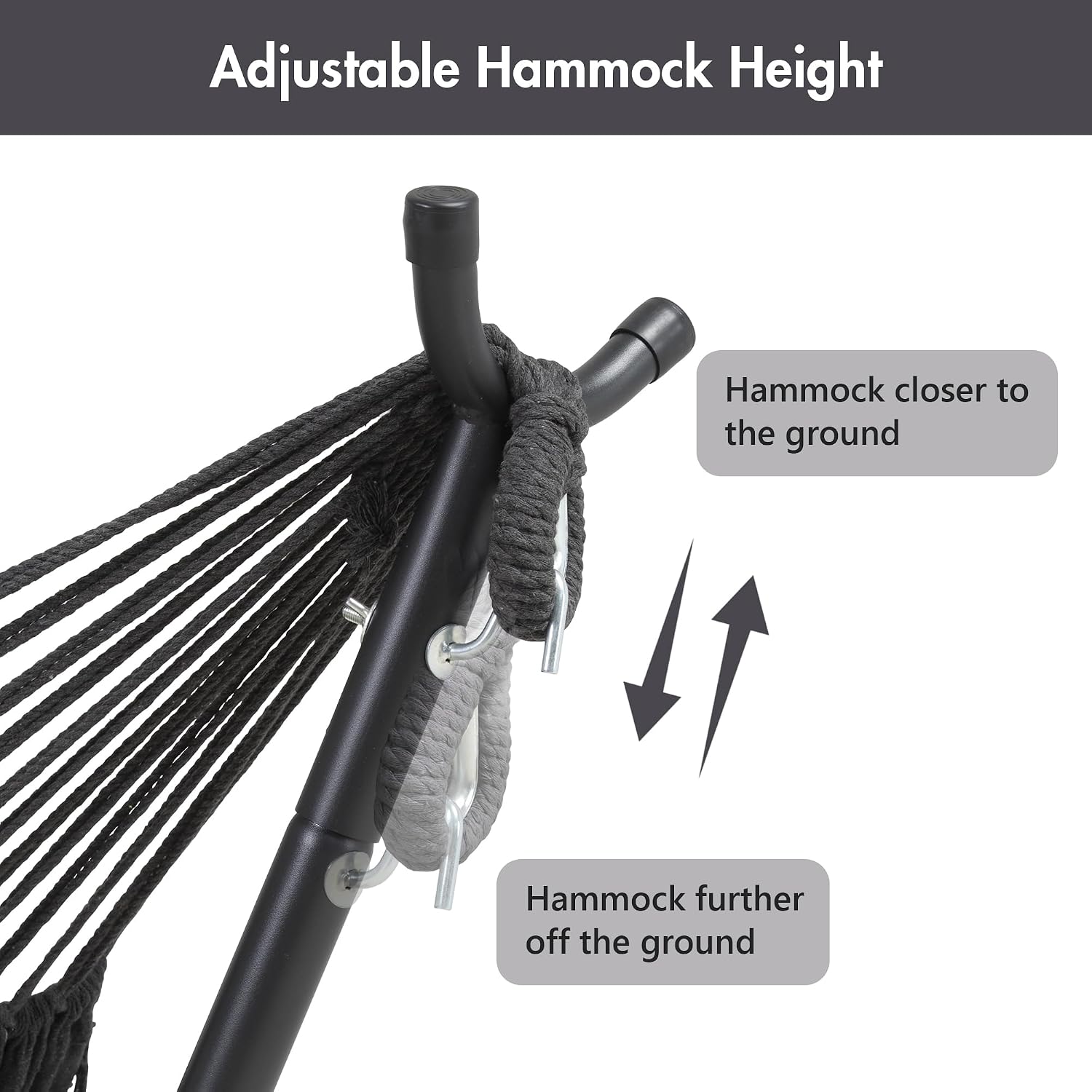 ANOW Portable Space Saving Heavy-Duty Steel Stand for 10FT Hammock, Black