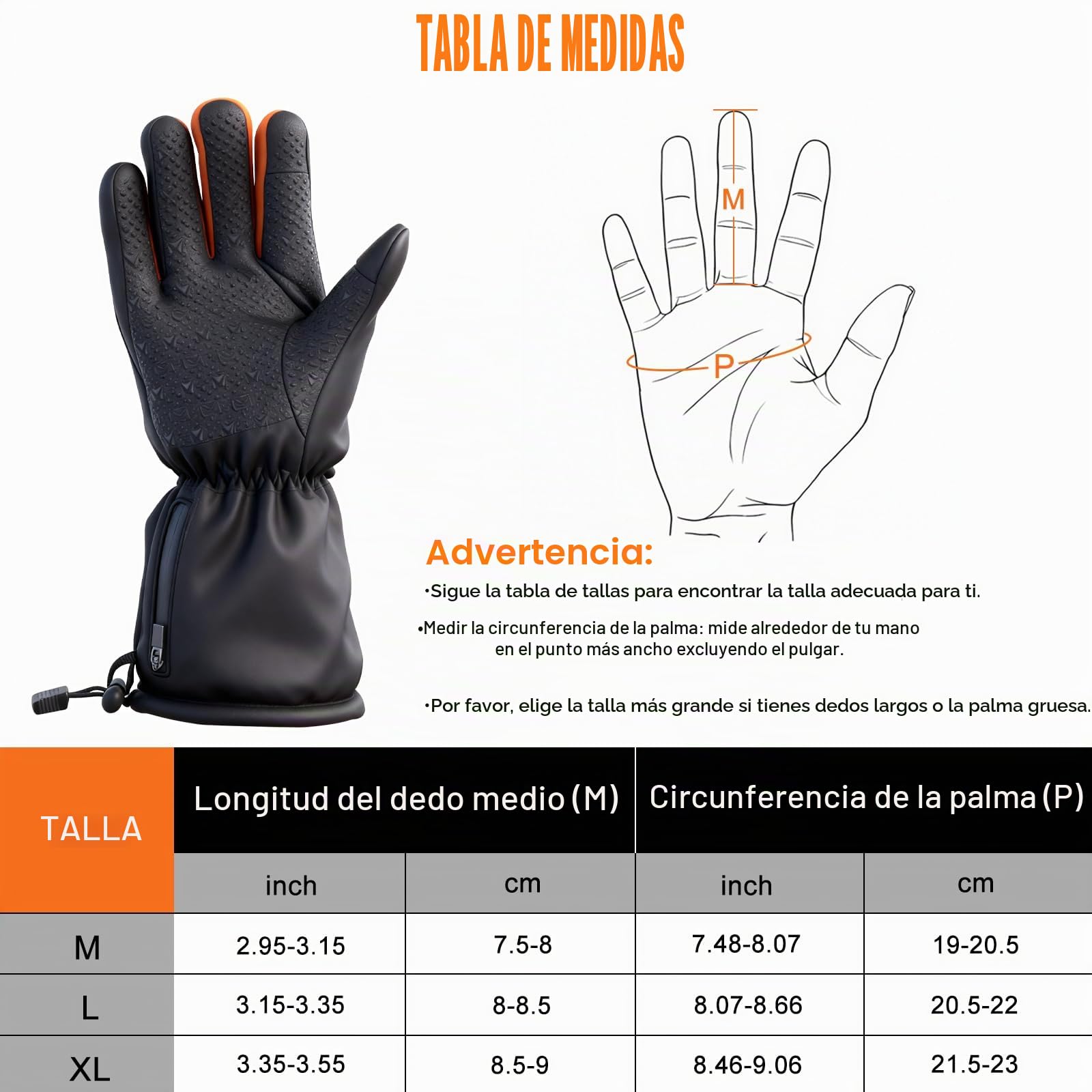 Guantes calefactables Recargables de 6000 mAh para Hombres y Mujeres, Guantes Térmicos Impermeable Pantalla Táctil, 3 Temperaturas Guantes Eléctricos Calefactables para Moto, Bicicleta