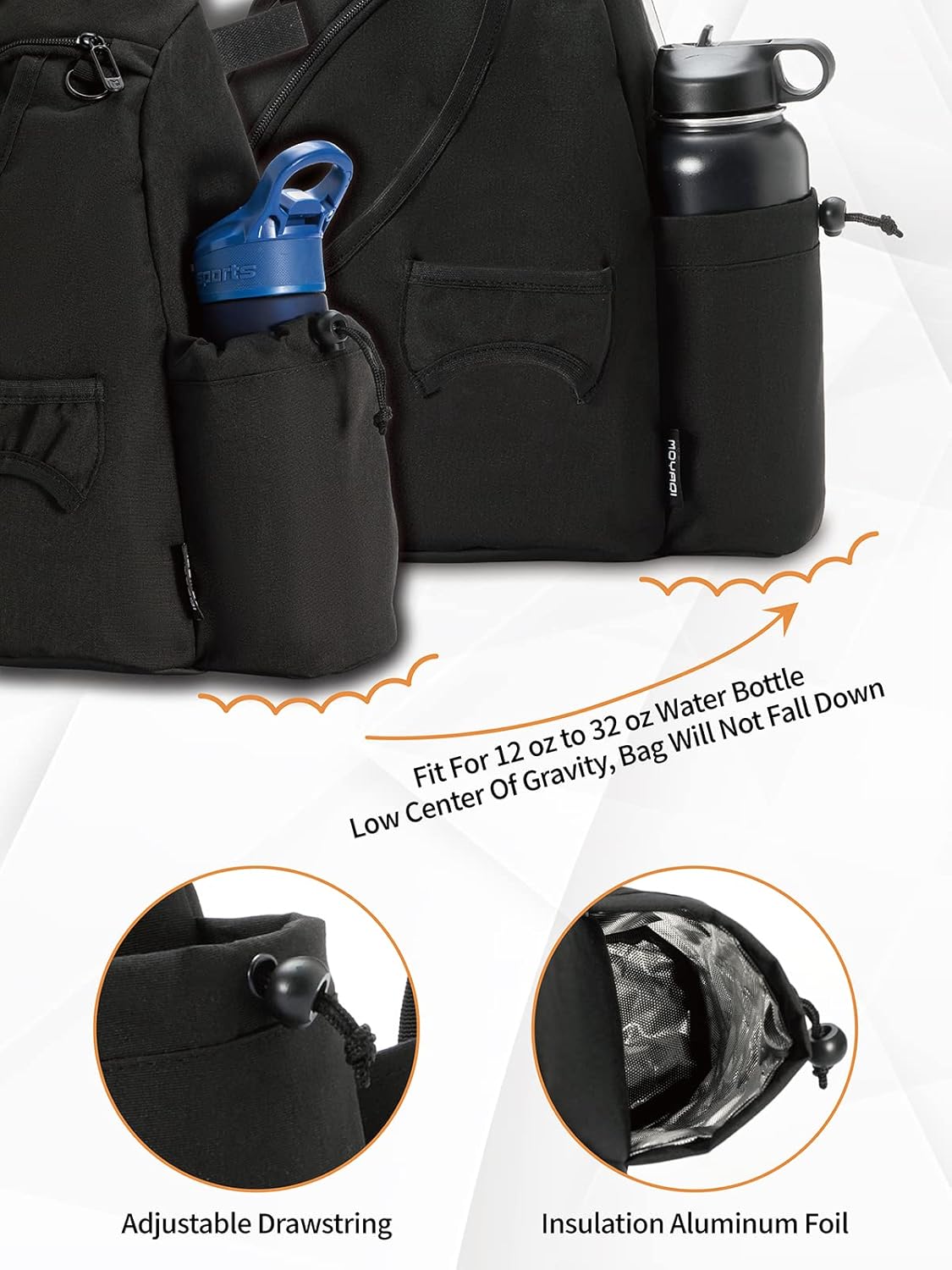 MOYAQI Disc Golf Bag with Retriever Holder and Storage Pockets, Disc Golf Backpack with 8-10 Disc Capacity, Padded Adjustable Strap and Back Panel, Lightweight and Durable