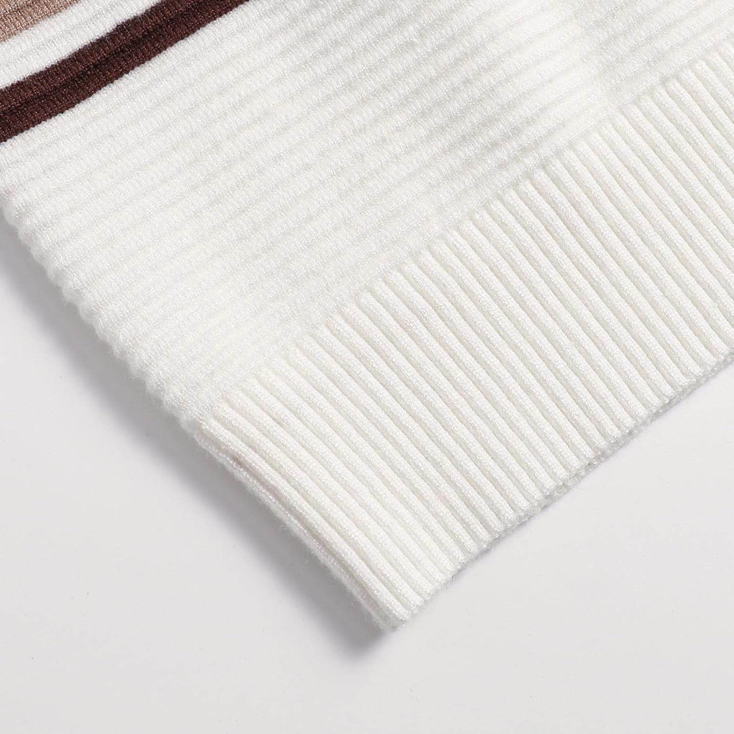 Women's Striped Long Sleeve Casual Pullover Top Ribbed Knit Cute Crew Sweater - Image 5