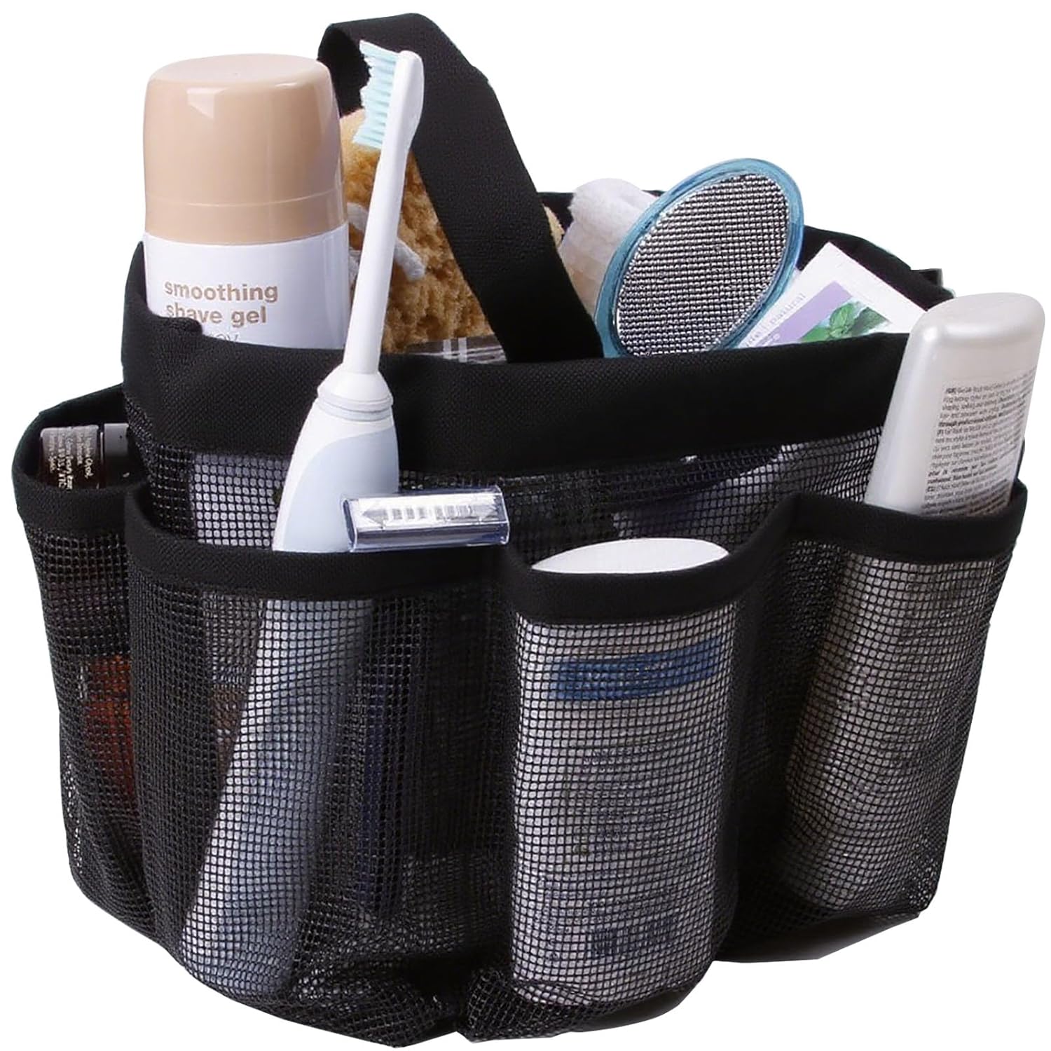 INTSUPERMAI Mesh Shower Caddy Portable Black Color with 8 Pockets Quick Dry Hanging Shower Caddy Dorm Basket for