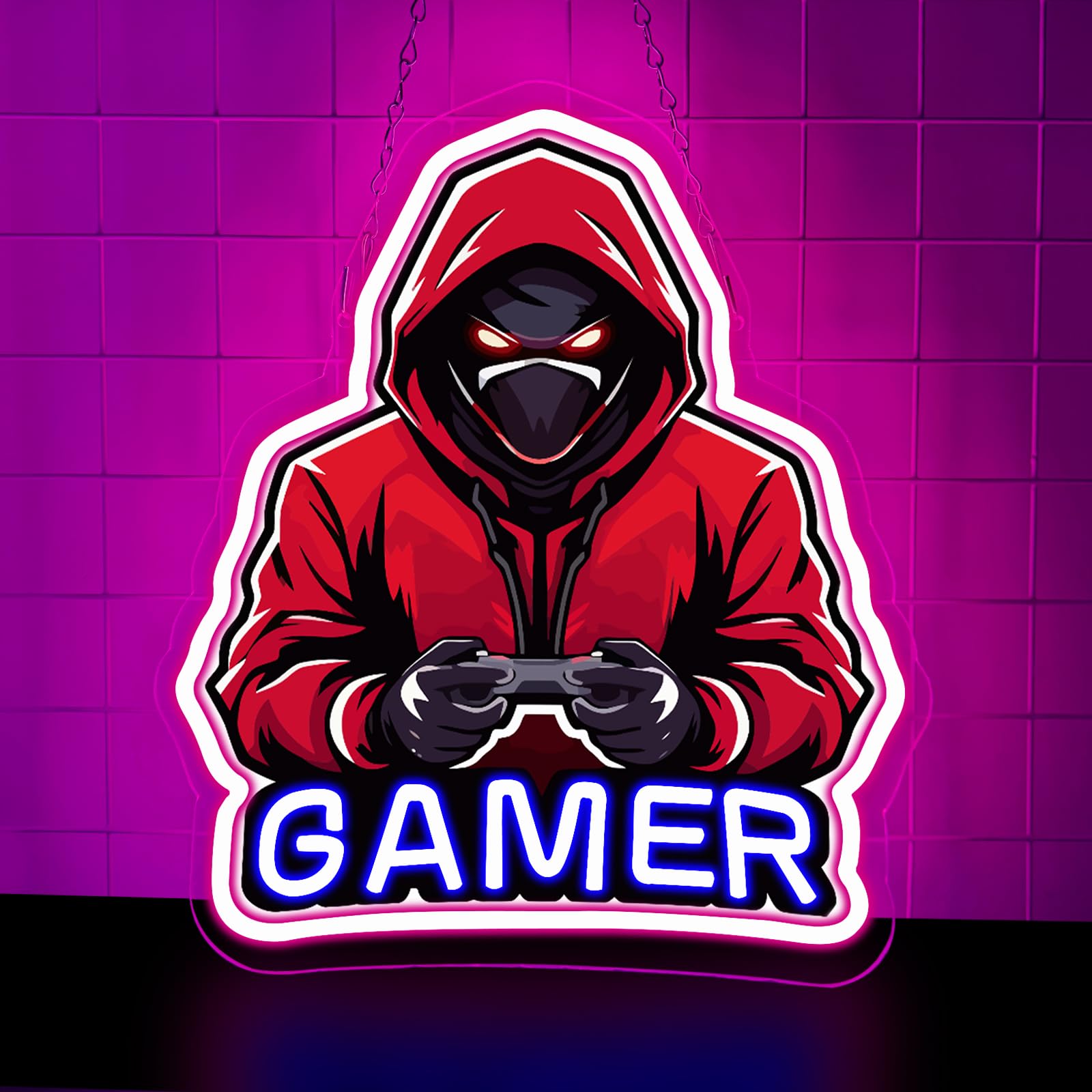 Nsegna Neon Gamer Per Decor Parete,LED Gaming Rosse Regolabile Per Camera Da Letto Sala Giochi Man Cave Camera Ragazzi,LED Moderna Regalo Per Giocatori Adolescenti,Alimentazione USB（14.2"*12.6"）