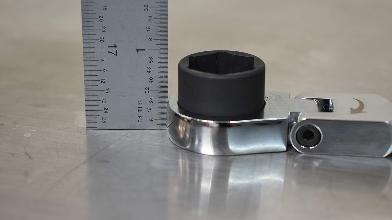 Close-up of Astro Tools 78300 wrench with ruler showing low profile