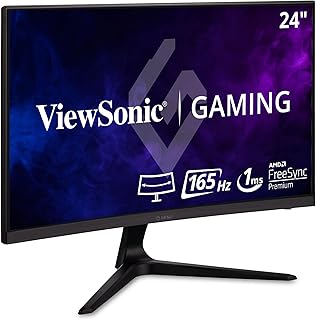 Viewsonic Omni VX2418C 24 Inch 1080p 1ms 165Hz Curved Gaming Monitor with AMD FreeSync Premium