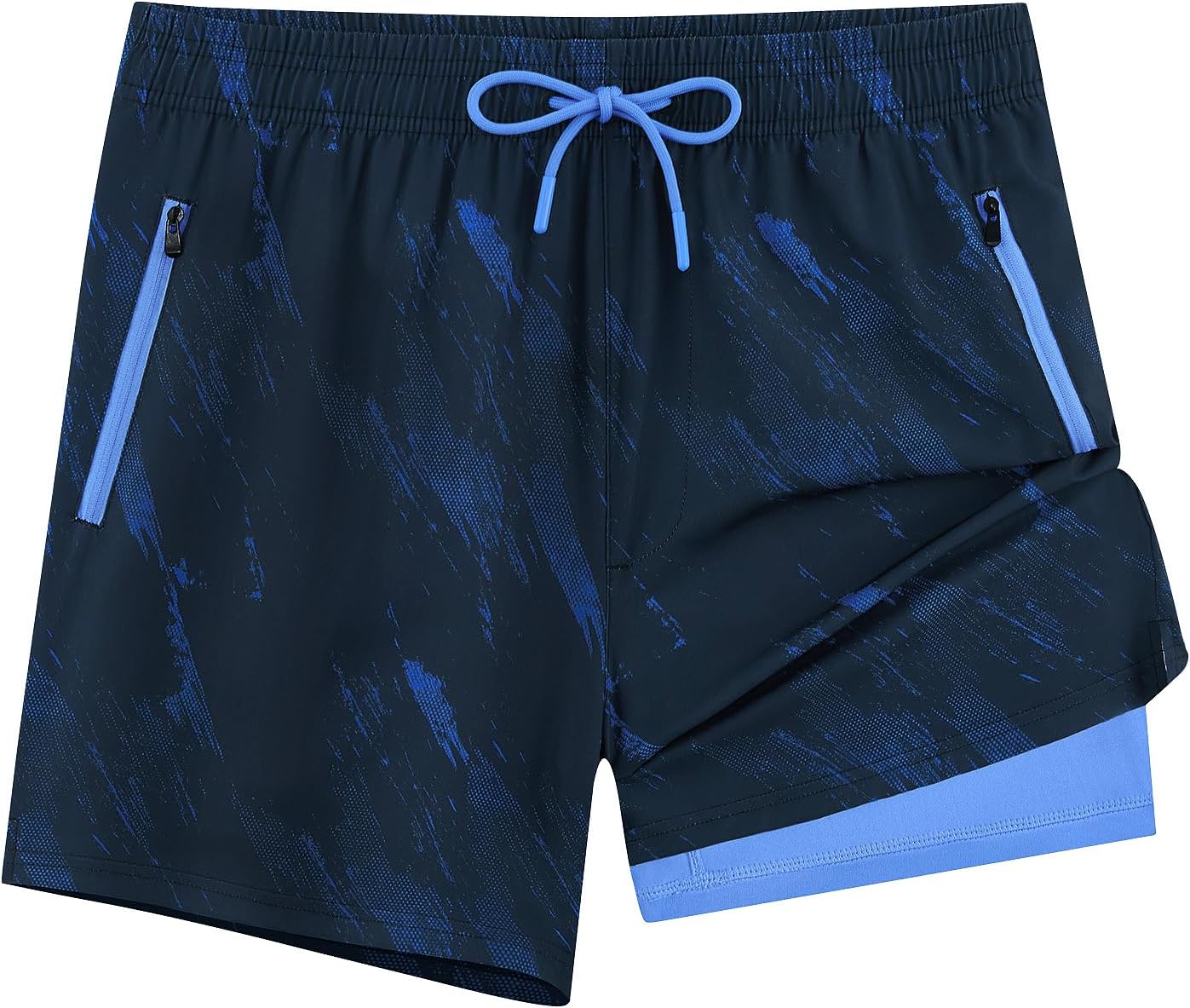 APTRO Men's Swim Trunks 5 Inch with Compression Liner Board Shorts Quick Dry Bathing Suit Zipper Pockets