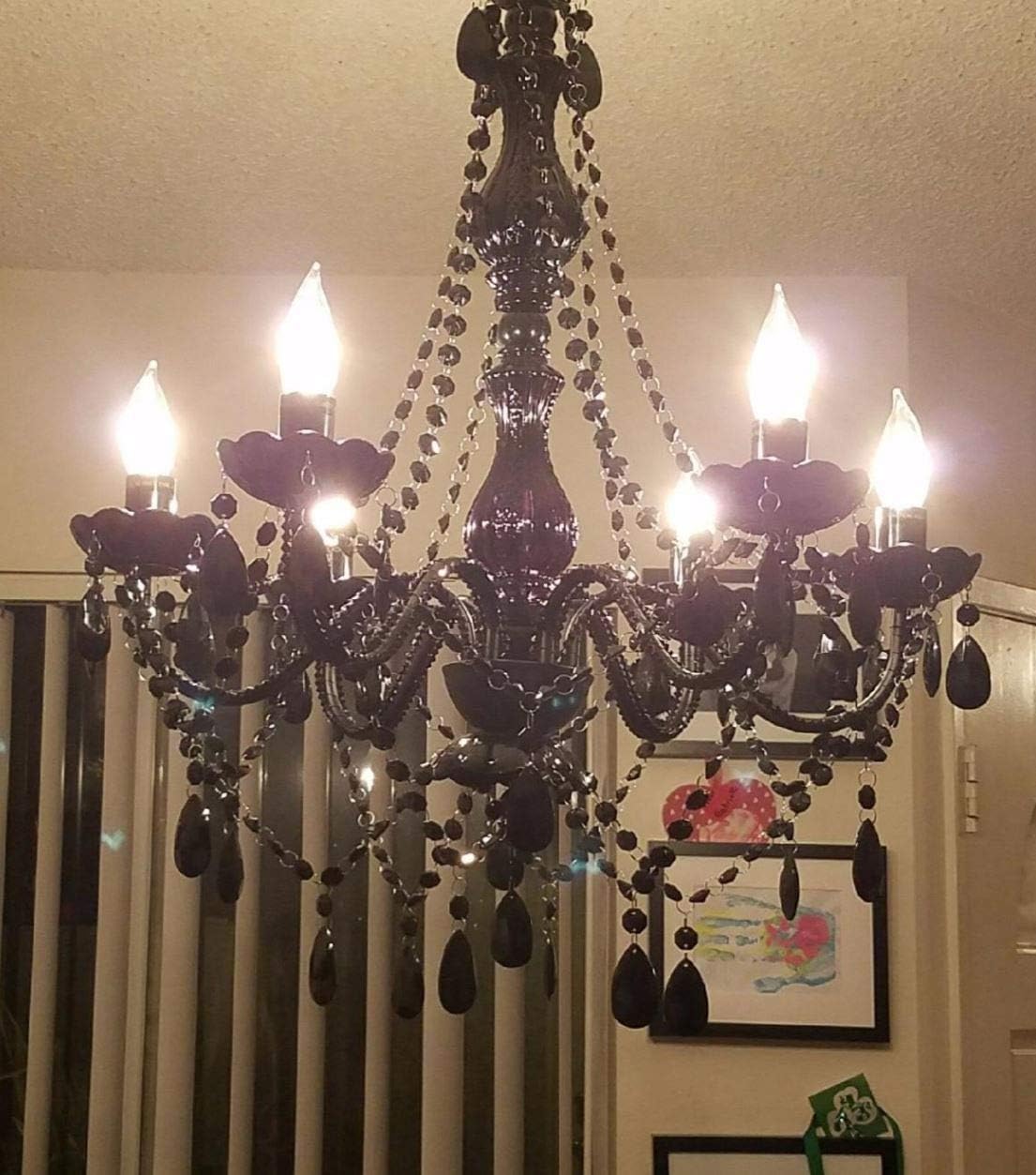 Bеѕt Dеаl Chеар 🛒 The Original Gypsy Color Plug-in 6 Light Black Hanging Swag Chandelier H26”xW22”, Black Metal Frame with Black Glass Stem and Black Acrylic Crystals & Beads That Look Just Like Glass