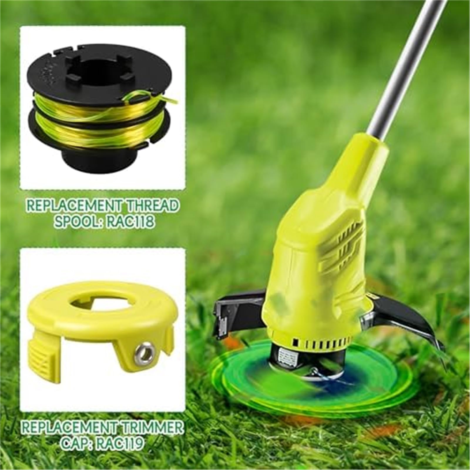 Automatyczna szpula kosiarki Linia szpuli podkaszarki, dla Ryobi Rac118 RLT3525S 1,2 Mm X 8,4 M wymienna przycinarka kosiarka dla trawy z pokrywą i sprężyną(BLACK 12 2 2)