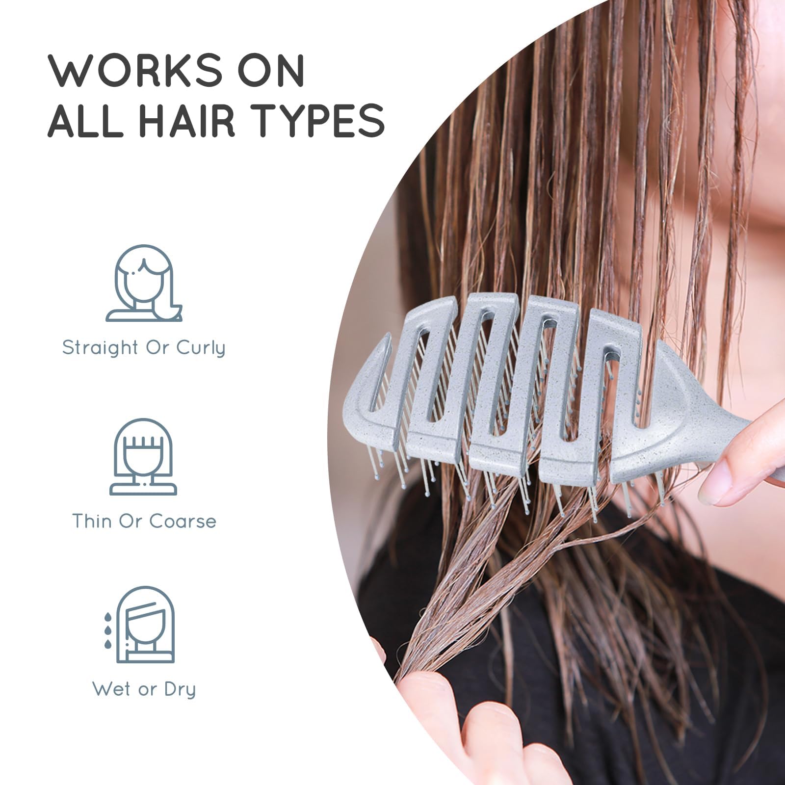 Ecoed Cepillo de cabello degradable ventilado, cepillo desenredante para cabello rizado, grueso y liso, desenreda y suaviza rápidamente el cabello, cepillo para cabello para mujeres y hombres