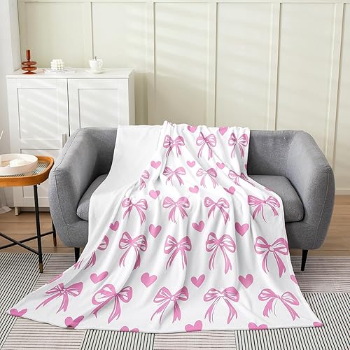 Miniatura 36 de Erosebridal Manta de franela con diseño de corazón de amor para niñas, 40 x 50 pulgadas, manta de vellón con lazo de princesa femenina para niños