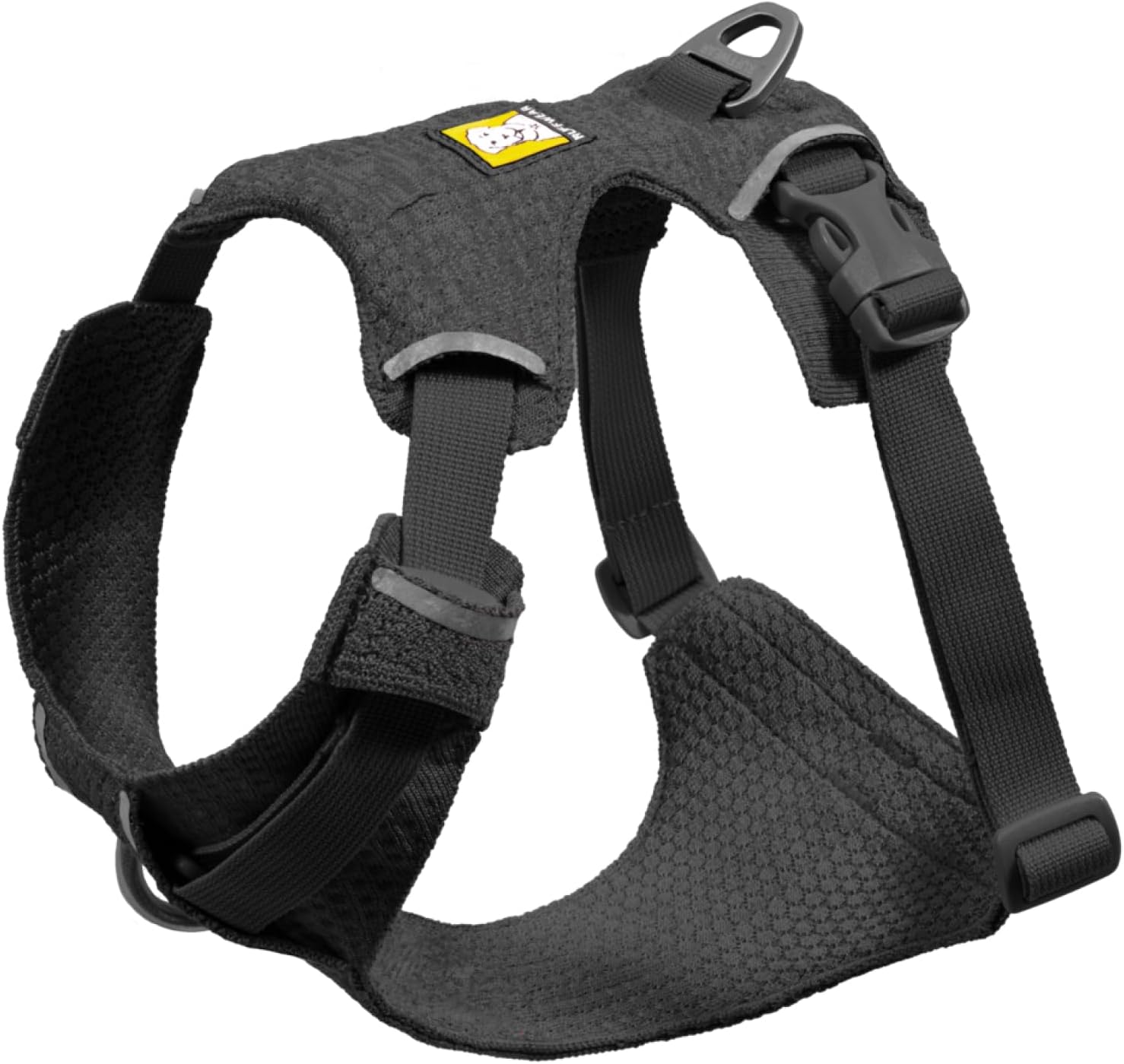 Front Range Flex Dog Harness, Adjustable & Soft, Lightweight Dog & Puppy Harness, 2 Lead Attachment Points, Engineered Knit & Reflective Trim, Basalt Grey, Size Medium
