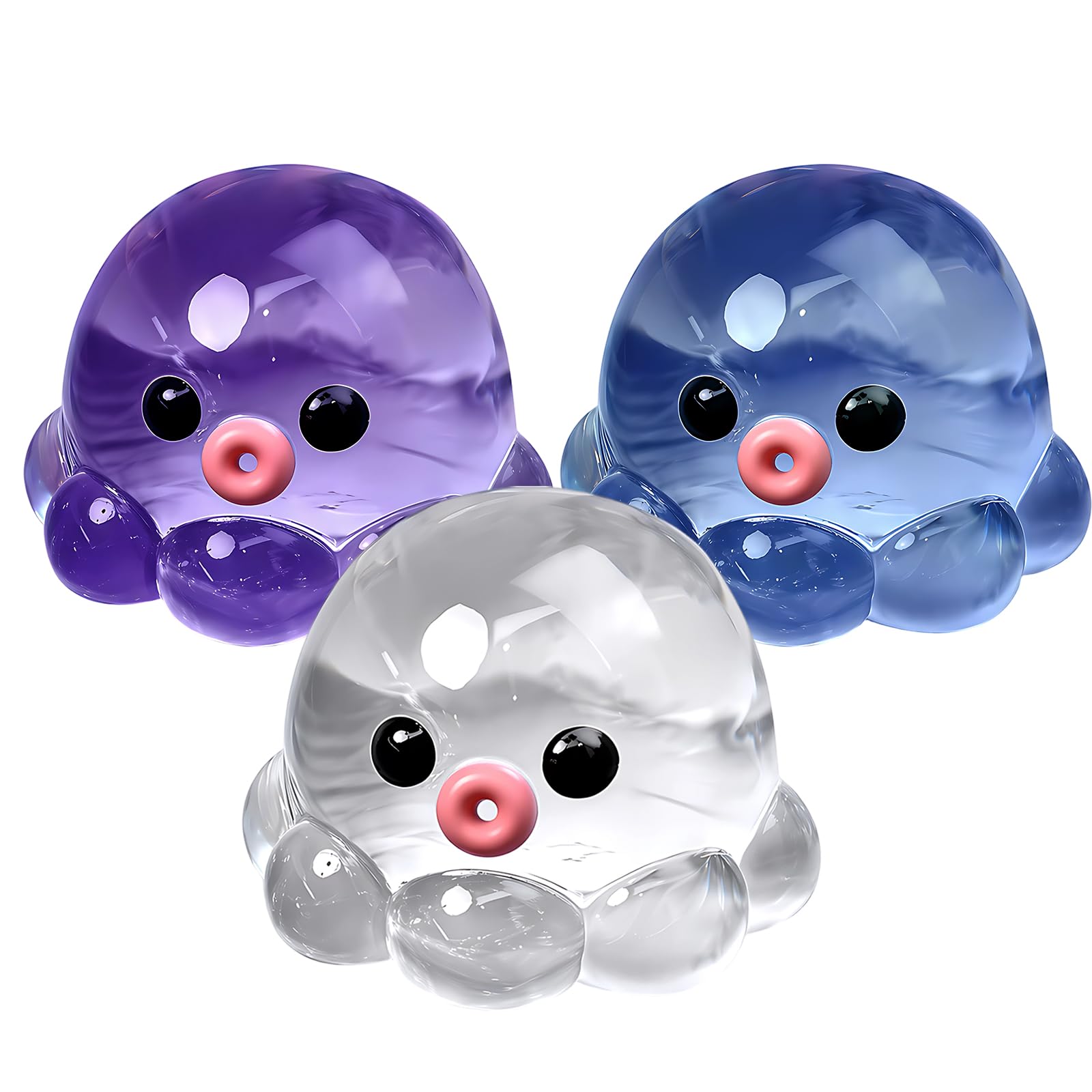 TUBAWD 3PCS Octopus Squishy, Sensory Fidget for Stress Relief, Squeeze Stress Balls for Classroom Travel, Cute Squishy Octopus Set