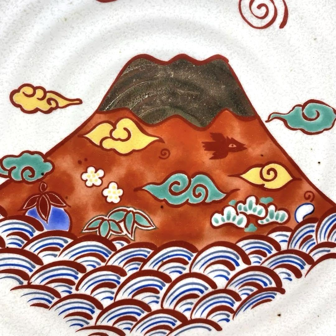 Amazon.co.jp: 前畑陶器 縁起商店 金彩 縁起富士 大皿 27.5㎝ 美濃焼