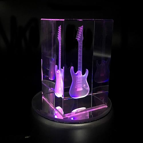 Miniatura 5 de Guitarra eléctrica 3D pisapapeles grabado con láser en cubo de cristal de cristal música graduación Navidad cumpleaños día de San Valentín