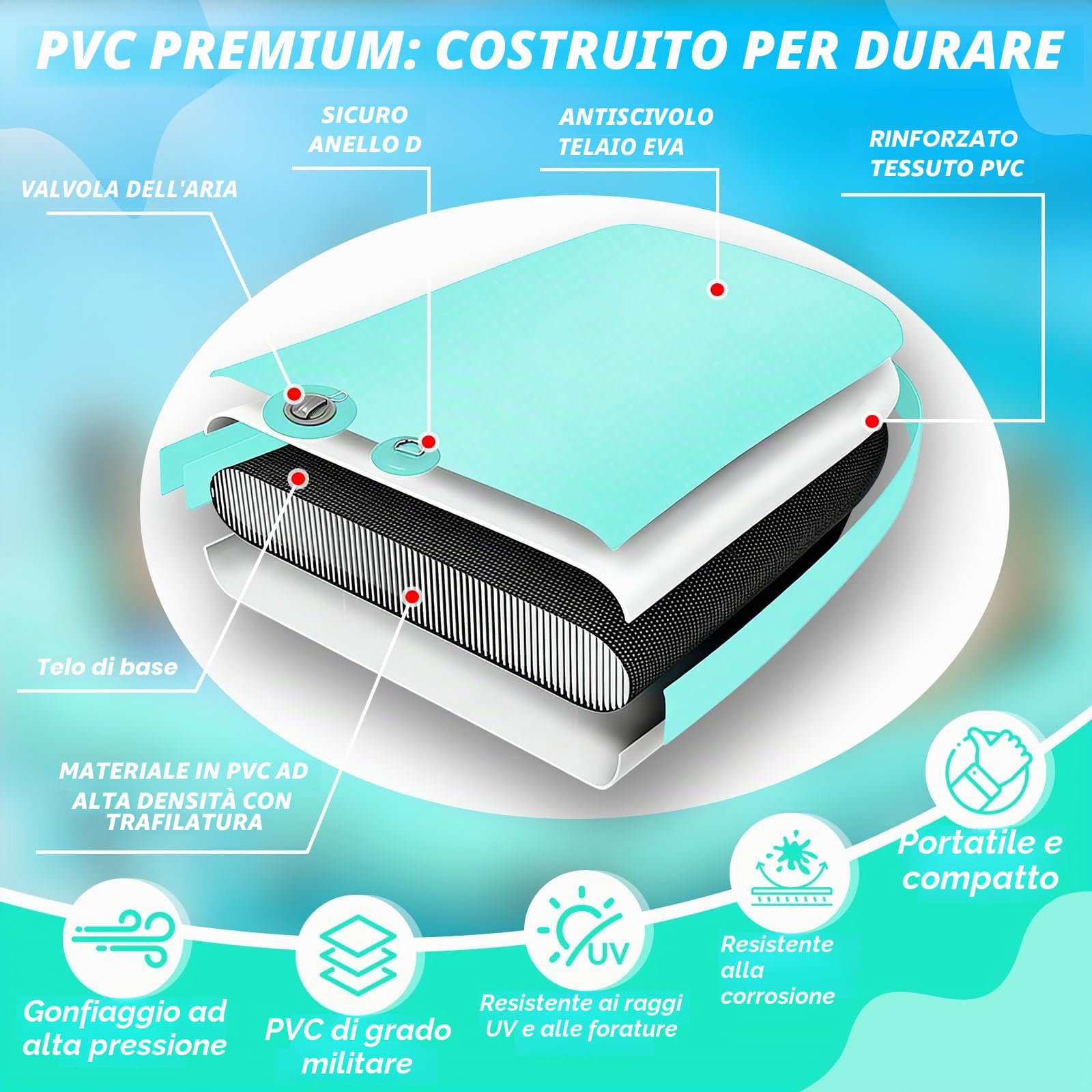 Panchina galleggiante gonfiabile, piattaforma galleggiante esagonale per adulti, galleggiante con scala per piscina, lago, spiaggia