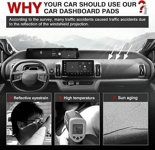 Vista 56 de Autorder Alfombrilla de cubierta de salpicadero para Ford F150 F250 F350 1992-1996 Accesorios Cubierta de tablero de franela para salpicadero