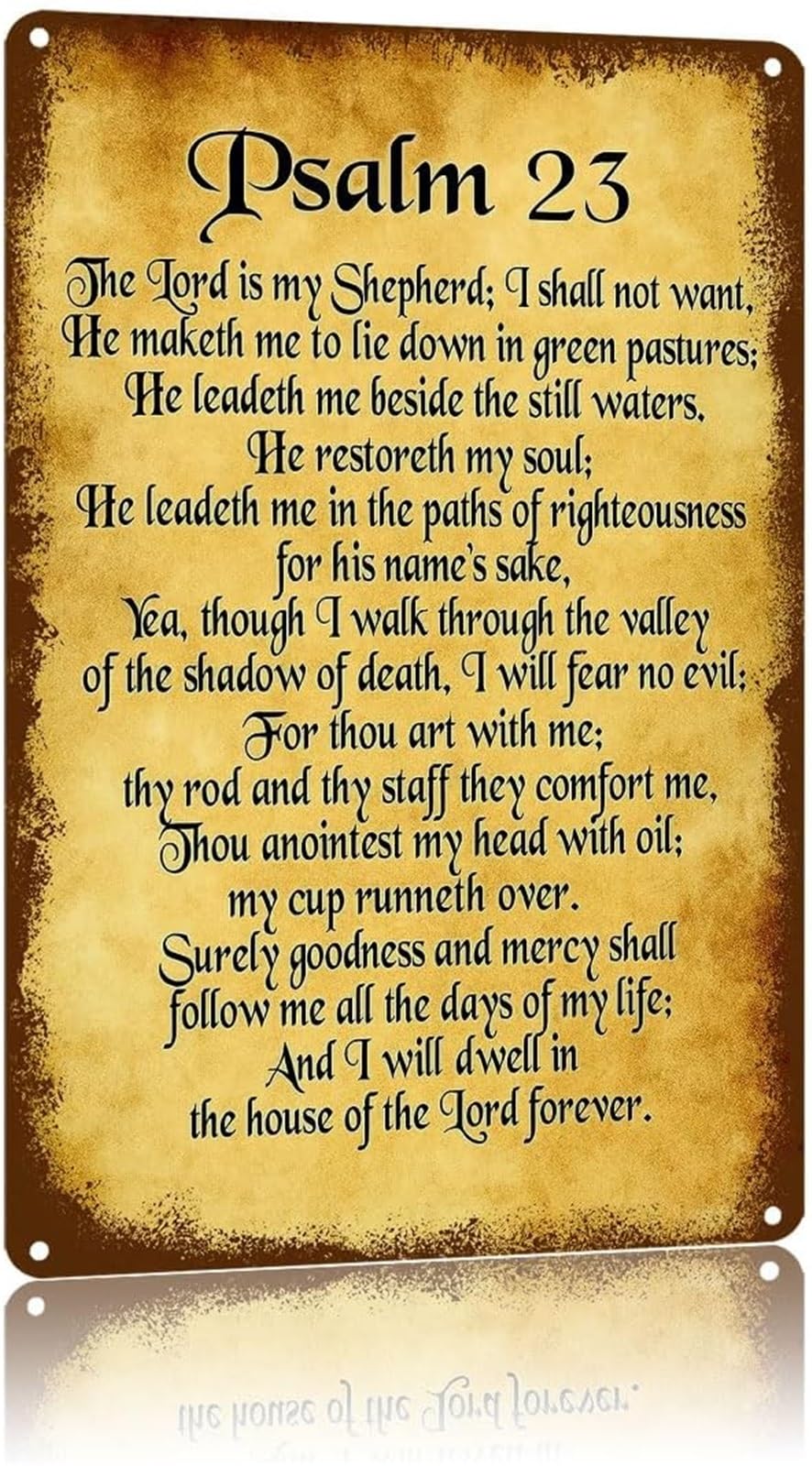 NWPNLXEA Vintage Inspirational Scripture Sign Psalm 23 Metal Tin Plaque Personalized for Wall-Art 8 X 12 in