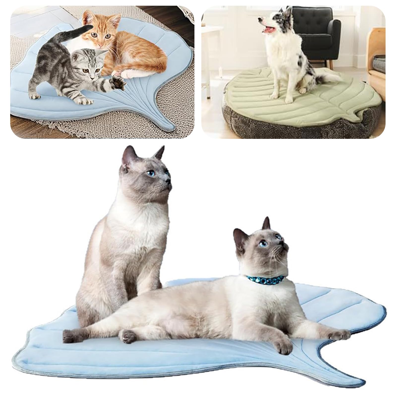 Alfombrilla de refrigeración duradera para perros y gatos, grande y lavable, cama para mascotas en forma de hoja, ideal para perros y gatos en verano caluroso, L