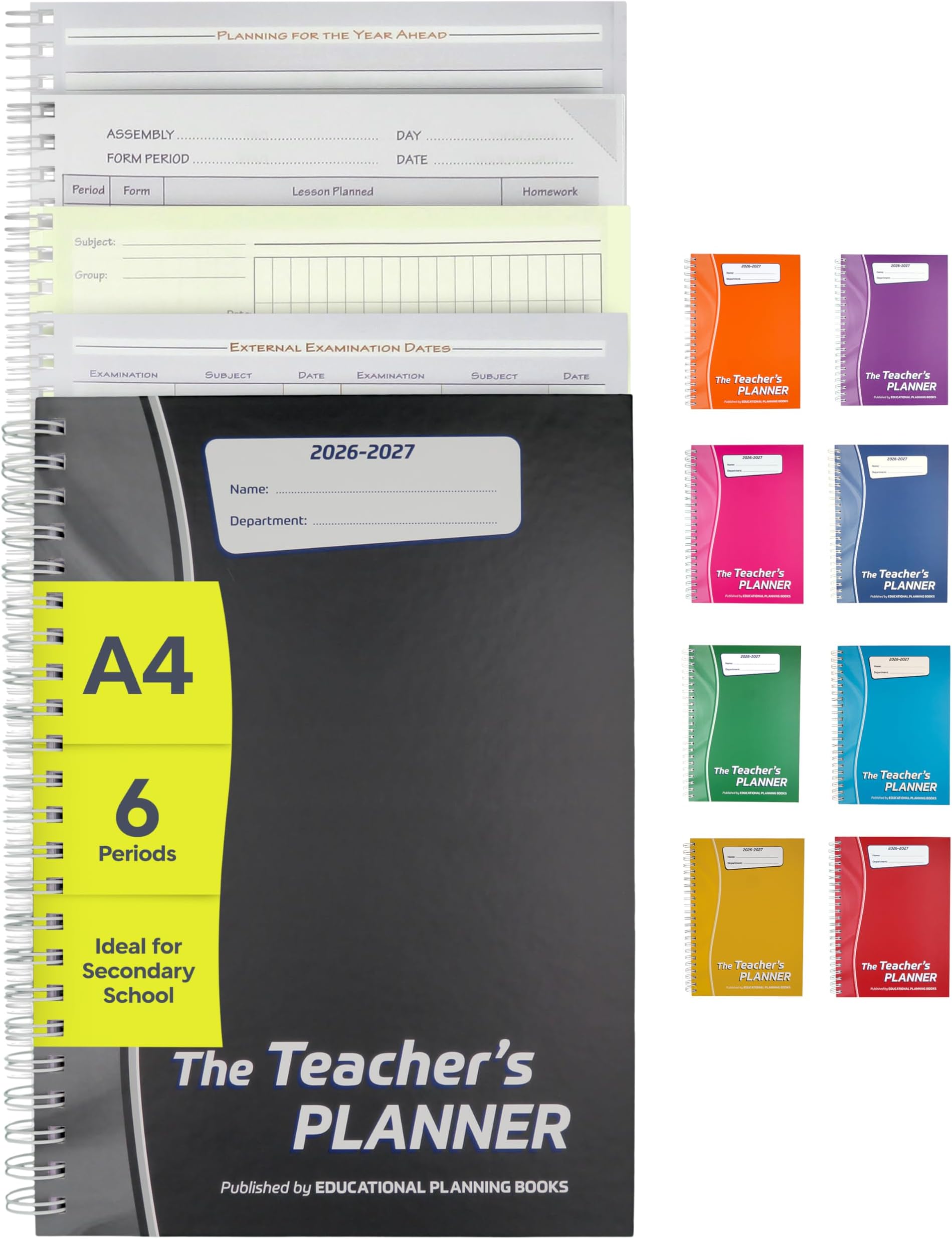 The Teachers Planner 2026-2027 for Secondary School – A4 – Six Period Day – Page-a-Day & Undated, with Dedicated Pages for Year Planning, Exams, Marking and more (TP3-C)