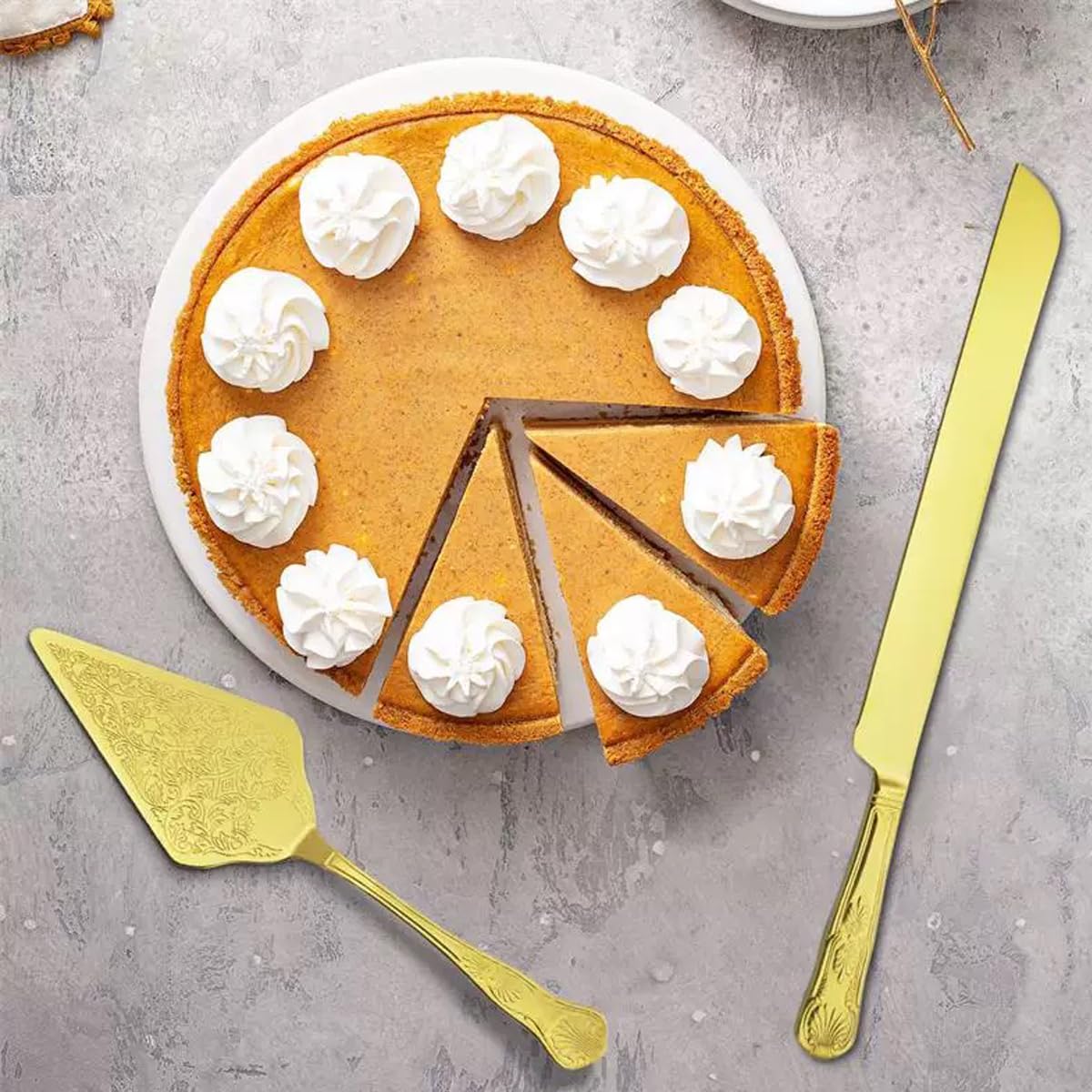 Juego de corte de tartas para bodas, fiestas de cumpleaños, cuchillo de pastel de acero inoxidable de alta calidad, servidor, cortador de pastelería, elegante soporte para tartas para