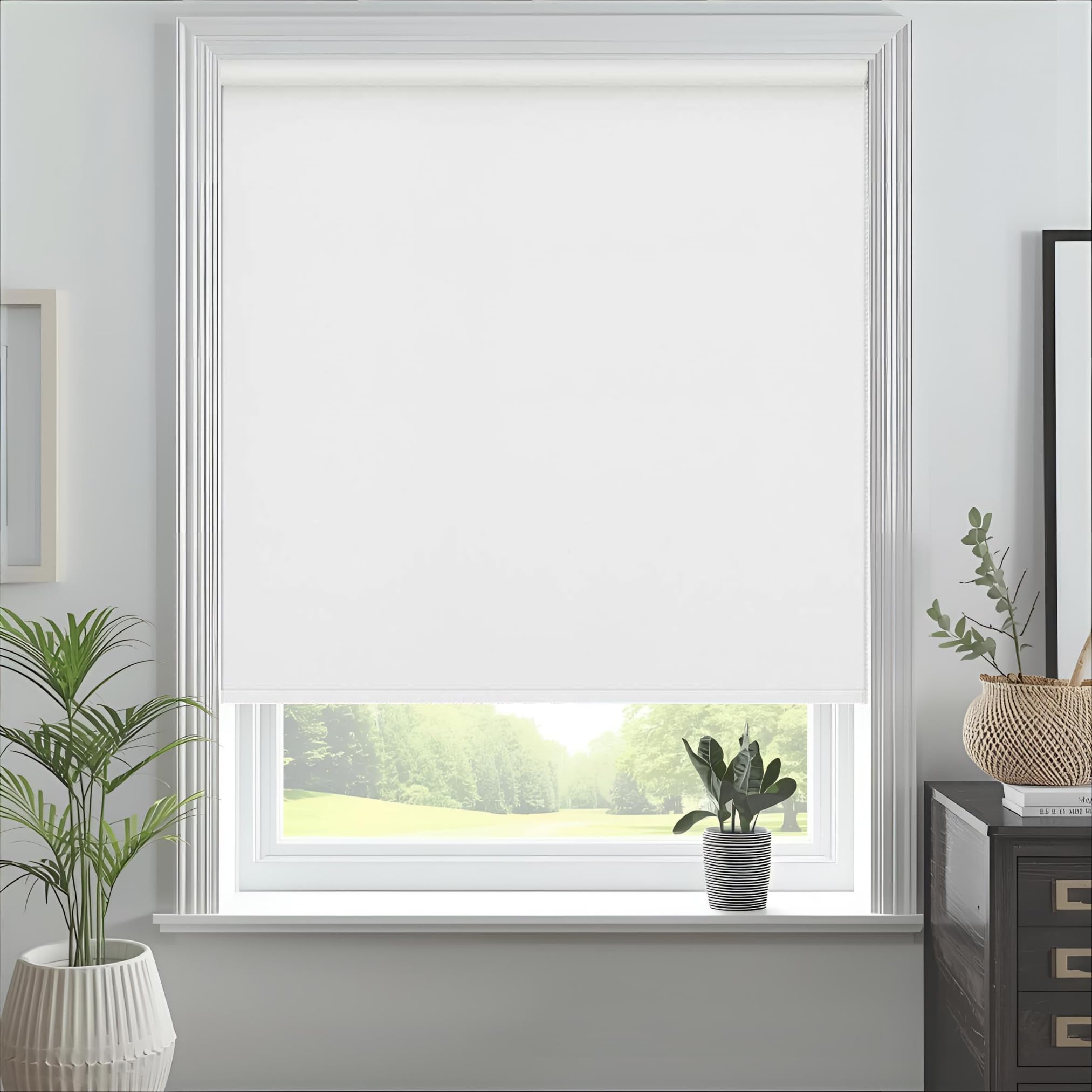 J.Din Made To Measure Roller Blinds, Thermal Blackout Roller Blind, Easy Fit Insulated UV Protection Child Safe Home Office Window Blinds, Cream 120W x 165H cm