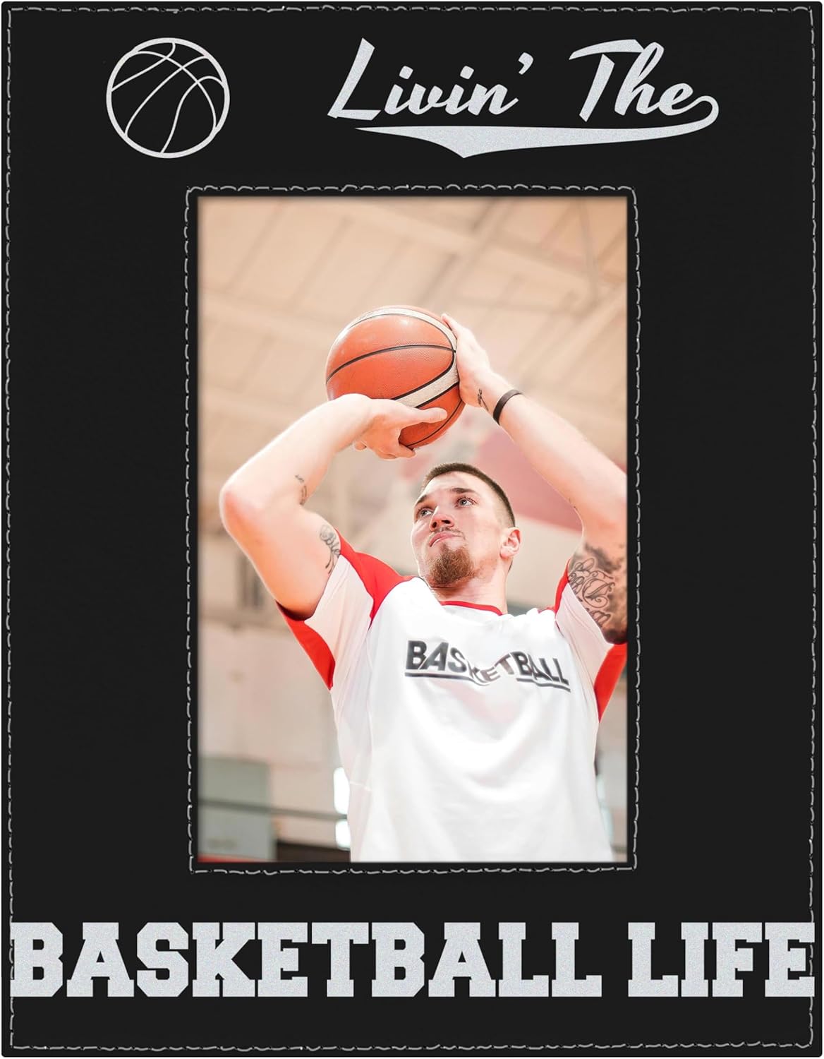 ThisWear Basketball Frame 4x6 Basketball Photo Frame Livin' The Basketball Life Basketball Team Leatherette 4x6 Photo Frame Black