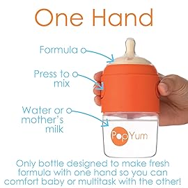 PopYum Orange Formula Making Baby Bottle Starter Set, 4-Pack, 2X 5oz Bottles with 1 Slow Flow Nipples + 2X 9oz Bottles with 2 Medium Flow Nipples