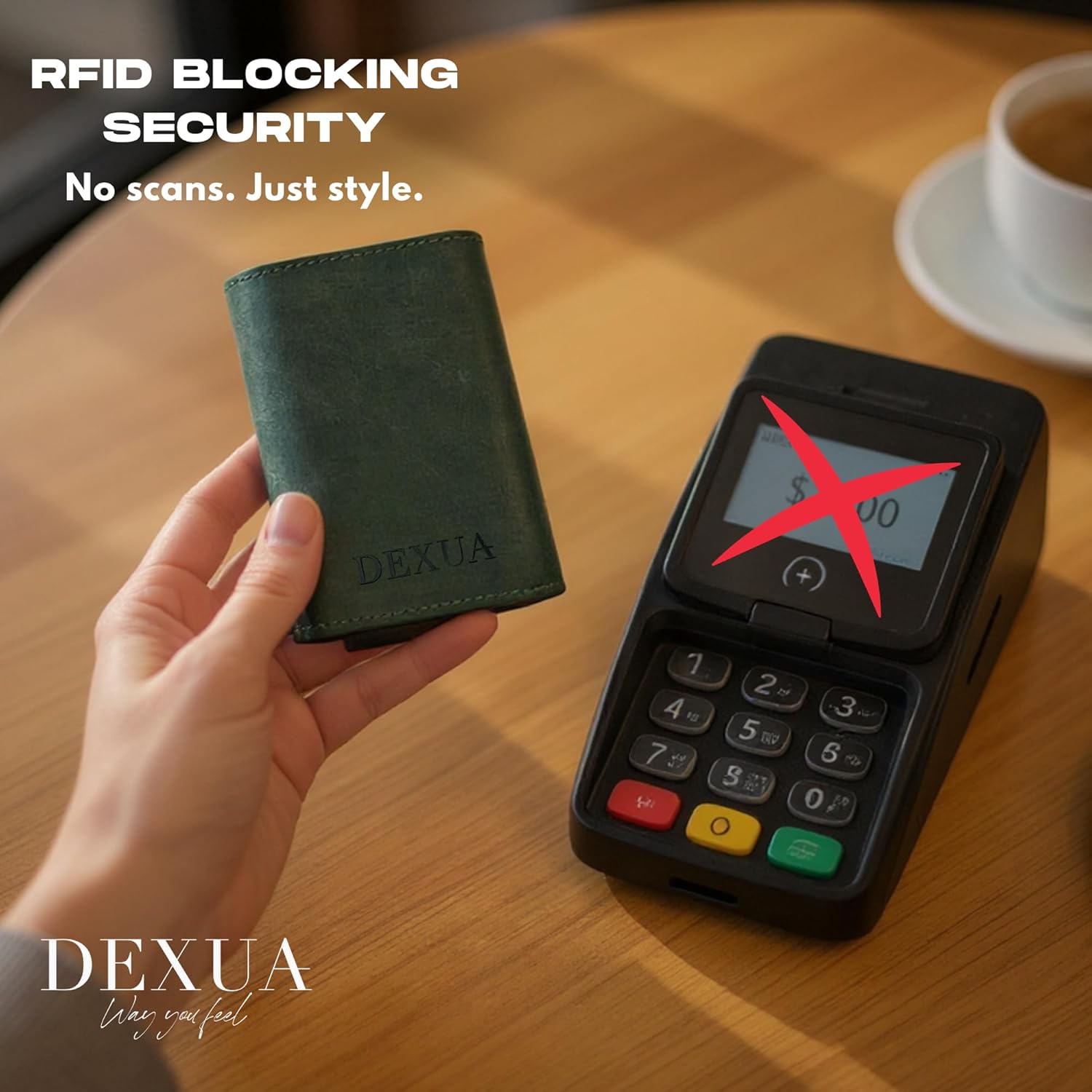Mens Wallet, Genuine Leather Wallet with Pop-Up Card Holder, RFID Blocking, Total 10 Cards Capacity, Cash & Coin Compartments, Magnetic Closure, Gift Ready