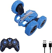 Wonder Double Flip Remote Control 360° Stunt Car | 4 Wheel Drive Drift High Speed RC Car | Double Sided Rotating Wheels | 2.4 GHz Remote with Long Range | C Type Charging | Made in India (Blue)