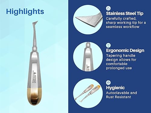 Miniatura 3 de ARTMAN INSTRUMENTS Cryer - Elevador de extracción de raíces molares dentales izquierda y derecha, para extracción quirúrgica de raíces, acero