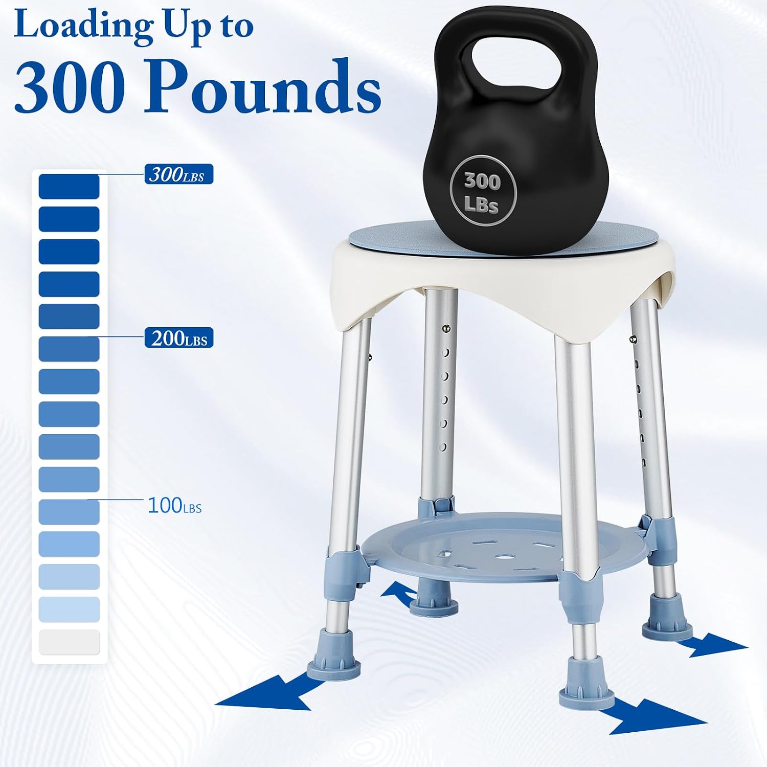Shower Chair for Inside Shower 300 Lb,360° Swivel Shower Stool with Storage Tray,Small Corner Shower Bath Seat for Seniors, Adjustable Bathtub Stool for Elderly Handicap & Disabled (Blue)