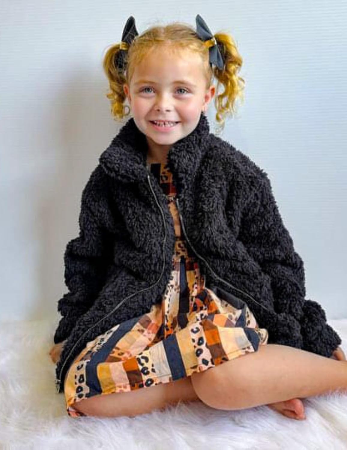 Arshiner Girls Full Zip Fleece Jacket Sherpa Outwear Coat Fall Winter for 4-12Y - Image 8