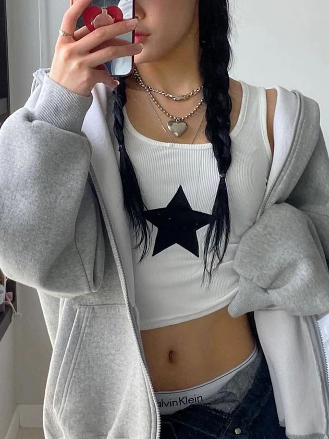 Xineicy Women's Star Sleeveless Crop Top Vintage Y2k Tops Round Neck Racerback Tank Tops Casual Tee - Image 3