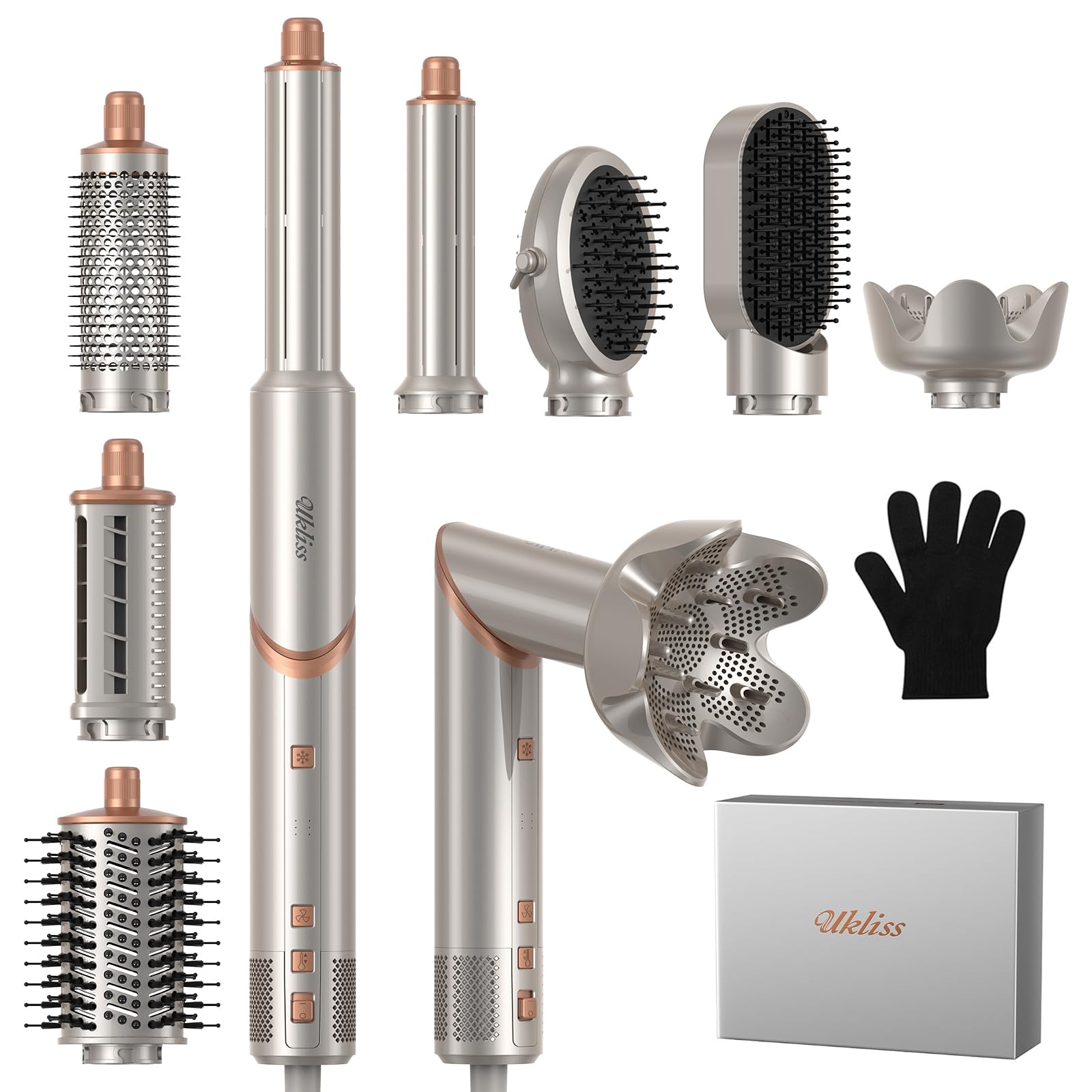 UKLISS Airstyler Pro - Secador de pelo 8 en 1, 1400 W con difusor