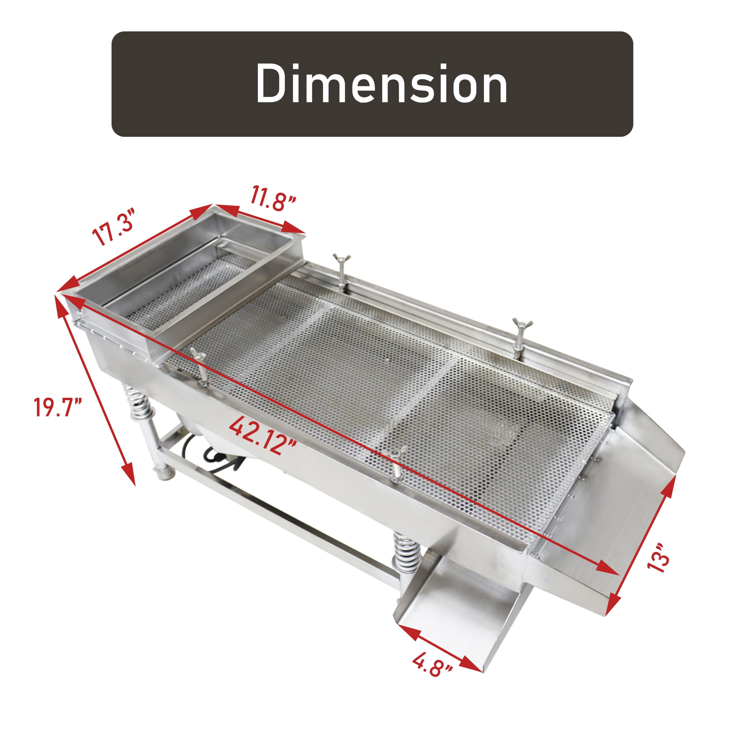 LGXEnzhuo JG40-95 Linear Vibrating Screen Electric Sifter Sieve Powder with one 3mm Screen 110V 80W Dual Motor Stainless Steel
