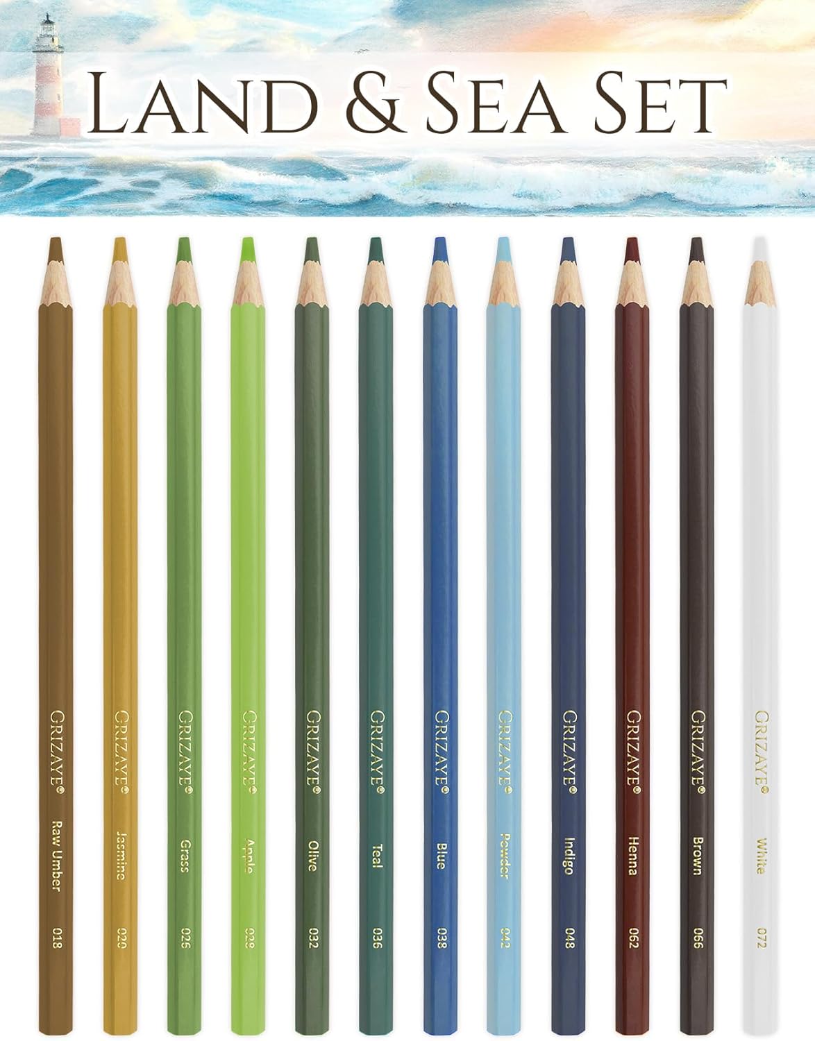 Grizaye Drawing Kit: Sweeping Landscapes Set of 3 Projects, Pre-Printed on Art Paper, Draw with Included Colored Pencils, Step-by-Step Tutorial and Color Guide for All Artists