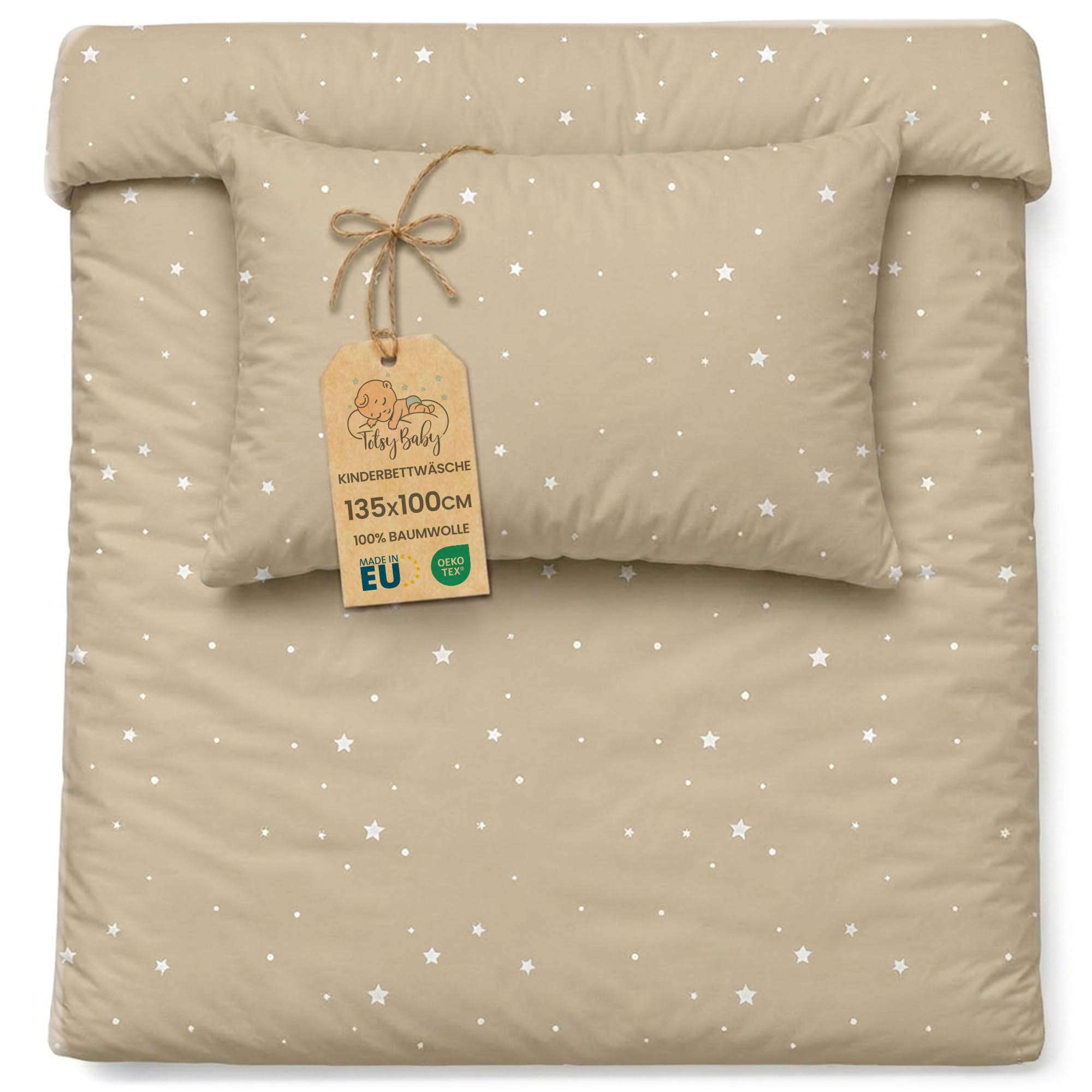 Totsy Baby Cot bed duvet cover set 100x135 cm - Cotton toddler quilt covers for girl and boy Set Comforter cover 100 x 135 cm and pillowcase 60 x 40 cm Oeko-Tex