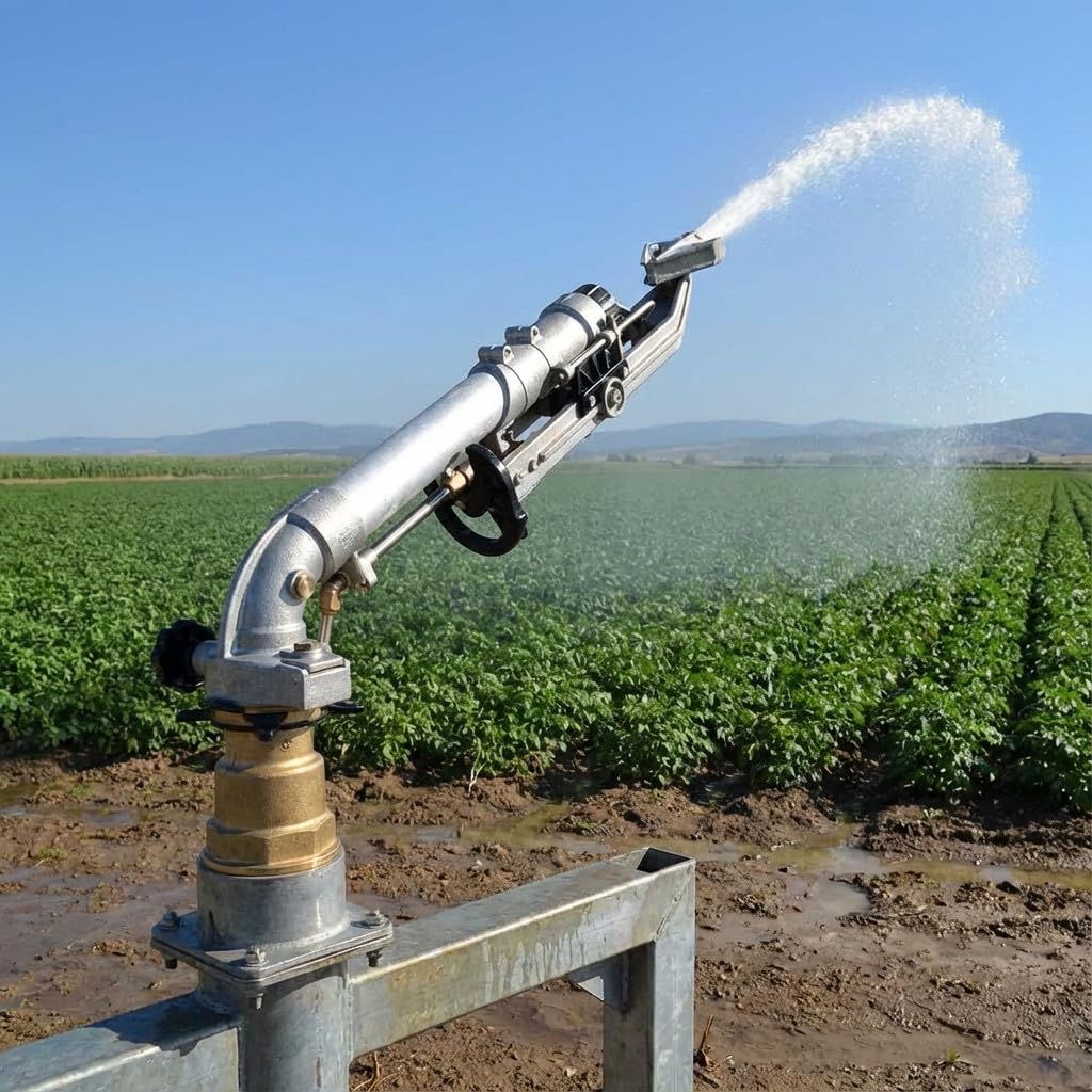 SIME Canon d'irrigation Grande portée Royal 2" | Angle d'irrigation Ajustable | Portée de 22 à 51 mètres | Pression de Travail de 1,5 à 6 Bars | Connexion 2" Femelle | Fabriqué en métal.