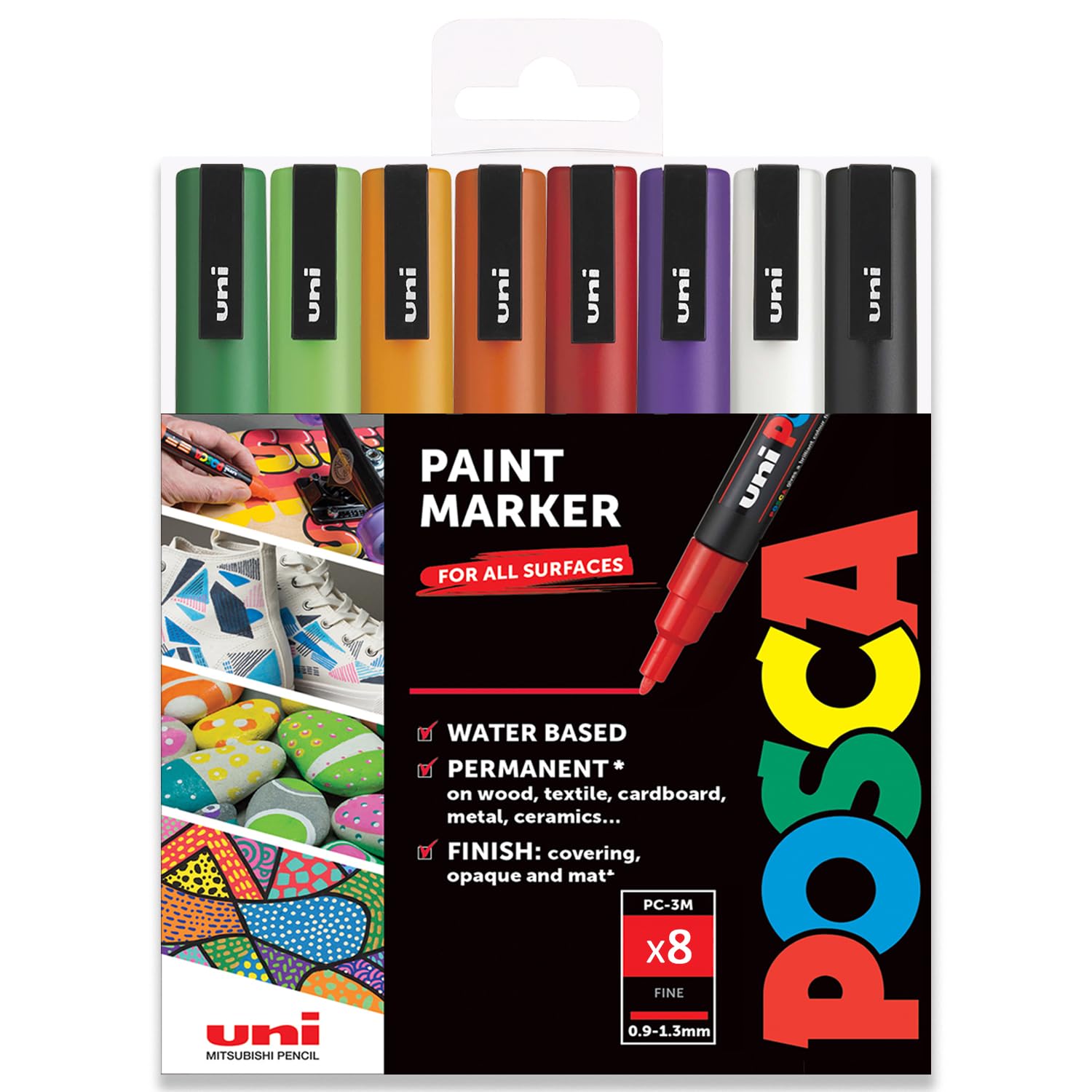 Posca - PC-3M - Rotuladores de pintura - 0,9-1,3 mm - Juego de 8 tonos de Halloween en caja de regalo