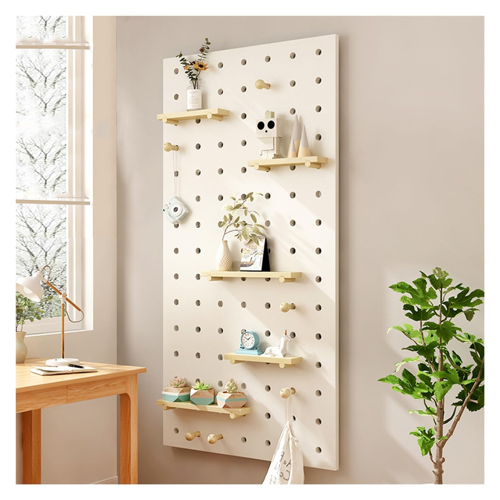 Generisch 1 Stück Wandhalterung Peg Board, Holz Organizer Display, hängend mit Sortiment Werkzeug Organizer für Küche Zimmer Büro (Farbe: 60x80cm, Größe: 2 Stück)