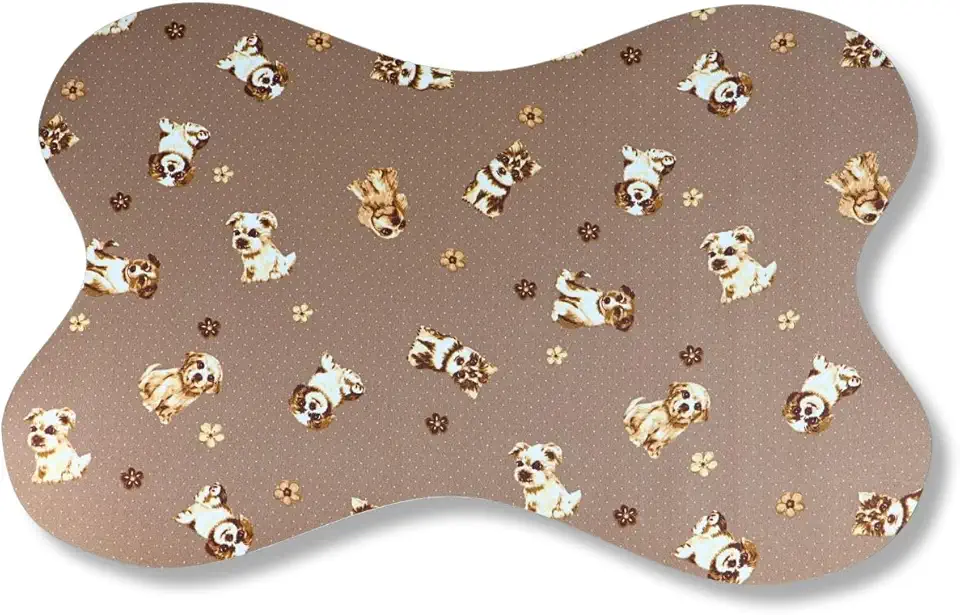 Tapete Pet Osso 60x40 Antiderrapante Para Cachorro e Gato – Tapetinho Para Comedouro e Bebedouro, Higiênico, Fácil de Limpar (Marrom Dog, 60X40)